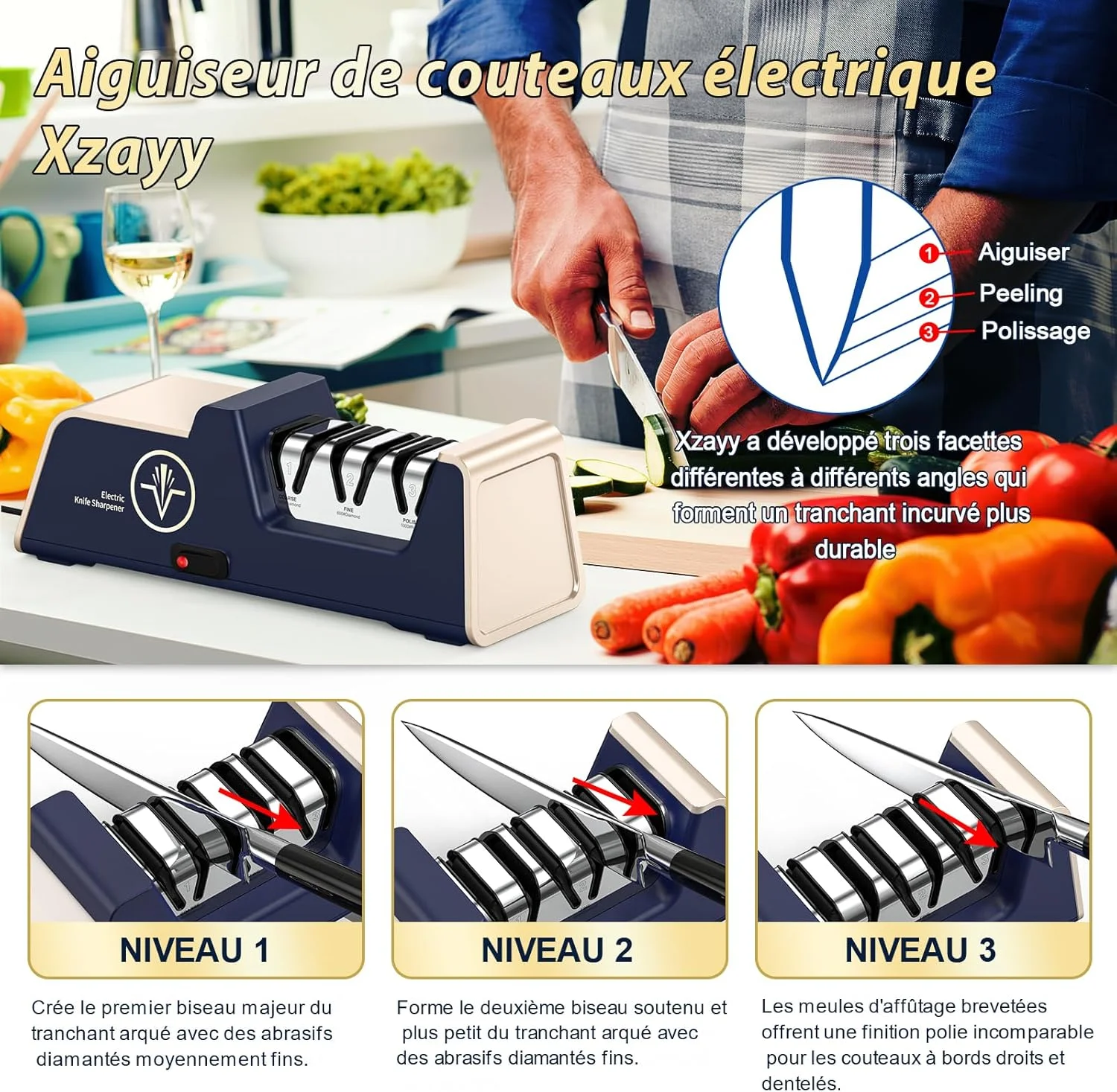 چاقو تیزکن برقی حرفه ای فالین سکسی با سنگ های الماسه و راهنمای زاویه دقیق برای کار با لبه های صاف و چاقوهای سرامیکی در آشپزخانه چاقو تیزکن برقی حرفه ای فالین سکسی با سنگ های الماسه و راهنمای زاویه دقیق برای کار با لبه های صاف و چاقوهای سرامیکی در آشپزخانه