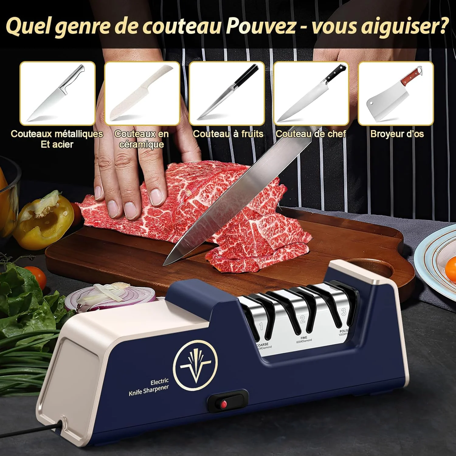 چاقو تیزکن برقی حرفه ای فالین سکسی با سنگ های الماسه و راهنمای زاویه دقیق برای کار با لبه های صاف و چاقوهای سرامیکی در آشپزخانه چاقو تیزکن برقی حرفه ای فالین سکسی با سنگ های الماسه و راهنمای زاویه دقیق برای کار با لبه های صاف و چاقوهای سرامیکی در آشپزخانه