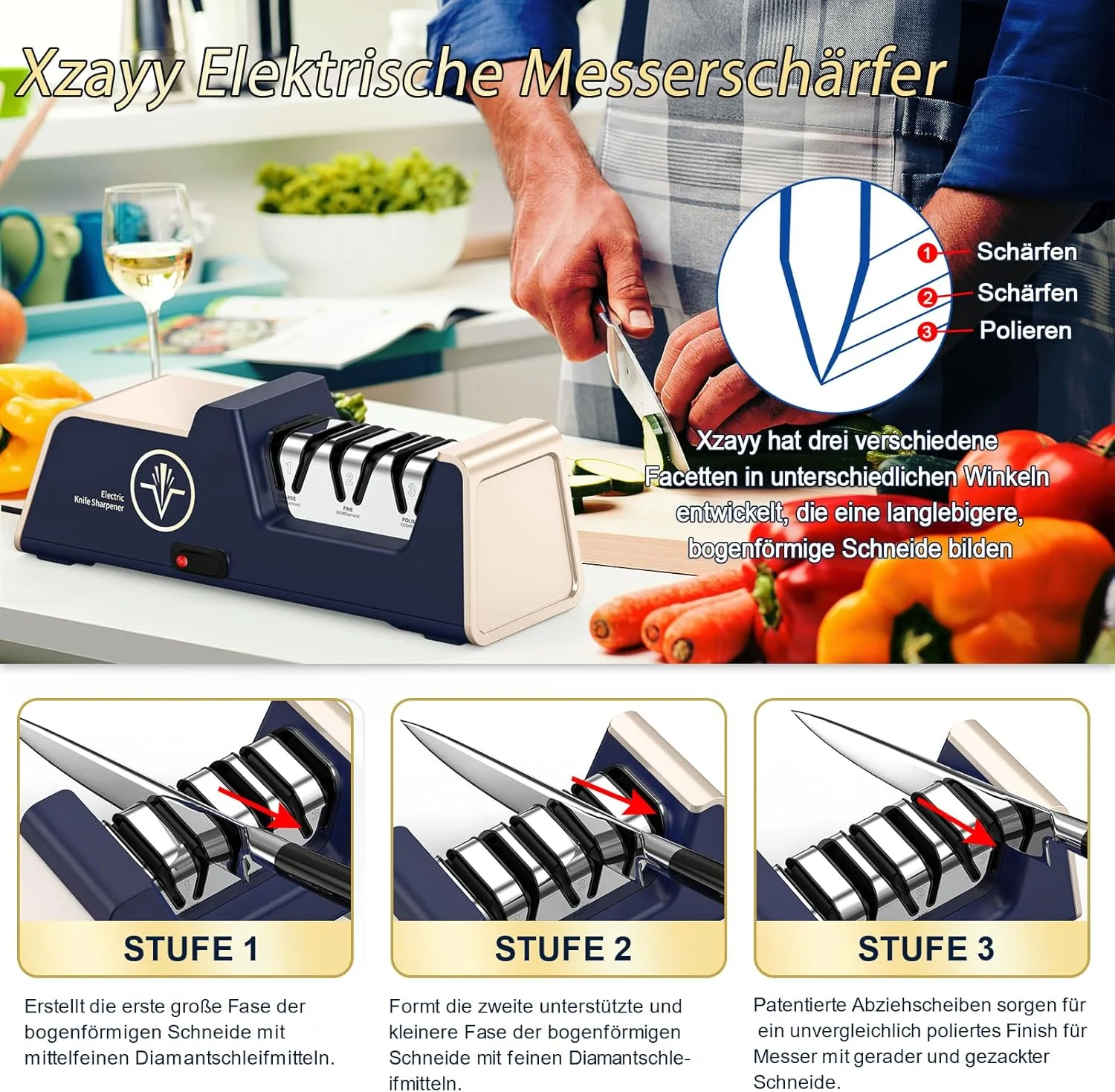 چاقو تیزکن برقی حرفه ای فالین سکسی با سنگ های الماسه و راهنمای زاویه دقیق برای کار با لبه های صاف و چاقوهای سرامیکی در آشپزخانه چاقو تیزکن برقی حرفه ای فالین سکسی با سنگ های الماسه و راهنمای زاویه دقیق برای کار با لبه های صاف و چاقوهای سرامیکی در آشپزخانه
