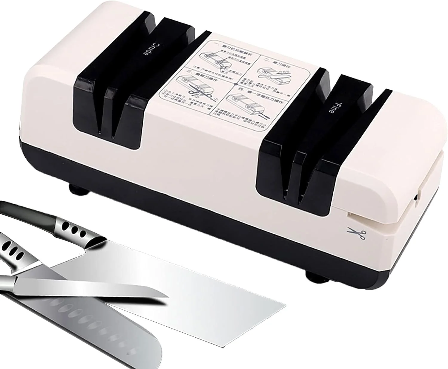 چاقو تیز کن برقی، سیستم حرفه ای تیز کردن چاقو 50 وات، سنگ سنباده 2800 دور در دقیقه با سنباده زنی زبر و ظریف، برای انواع کاترها