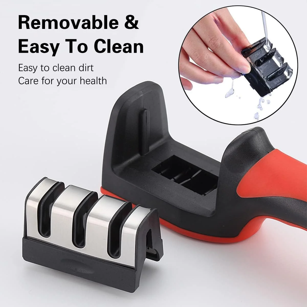 چاقو تیز کن 3 در 1 ECVV با 3 مرحله، چاقو تیز کن دستی برای کمک به تعمیر، بازسازی و پولیش تیغه ها، شامل تیغه های صاف، دندانه دار و قیچی چاقو تیز کن 3 در 1 ECVV با 3 مرحله، چاقو تیز کن دستی برای کمک به تعمیر، بازسازی و پولیش تیغه ها، شامل تیغه های صاف، دندانه دار و قیچی