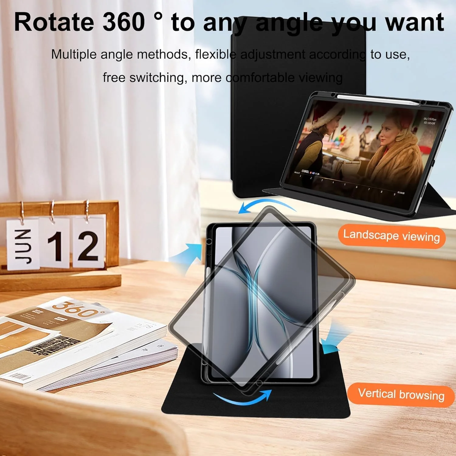 کاور چرمی PU برای شیائومی Redmi Pad Pro/Xiaomi Poco Pad، کاور محافظ تبلت، چرم PU + قاب اکریلیک شفاف، با پایه چرخان/جای قلم، پایه باریک برای Redmi Pad 12.1 اینچ، مشکی کاور چرمی PU برای شیائومی Redmi Pad Pro/Xiaomi Poco Pad، کاور محافظ تبلت، چرم PU + قاب اکریلیک شفاف، با پایه چرخان/جای قلم، پایه باریک برای Redmi Pad 12.1 اینچ، مشکی