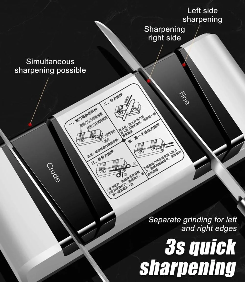 چاقو تیز کن برقی، سیستم حرفه ای تیز کردن چاقو 50 وات، سنگ سنباده 2800 دور در دقیقه با سنباده زنی زبر و ظریف، برای انواع کاترها