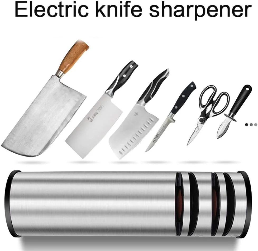 تیزکن برقی چاقو، ابزار آشپزخانه، زاویه ثابت، سنگ تیز کننده، تیز کردن سریع چاقو، چاقوی آشپزخانه، قیچی، تیغه، لبه تیز