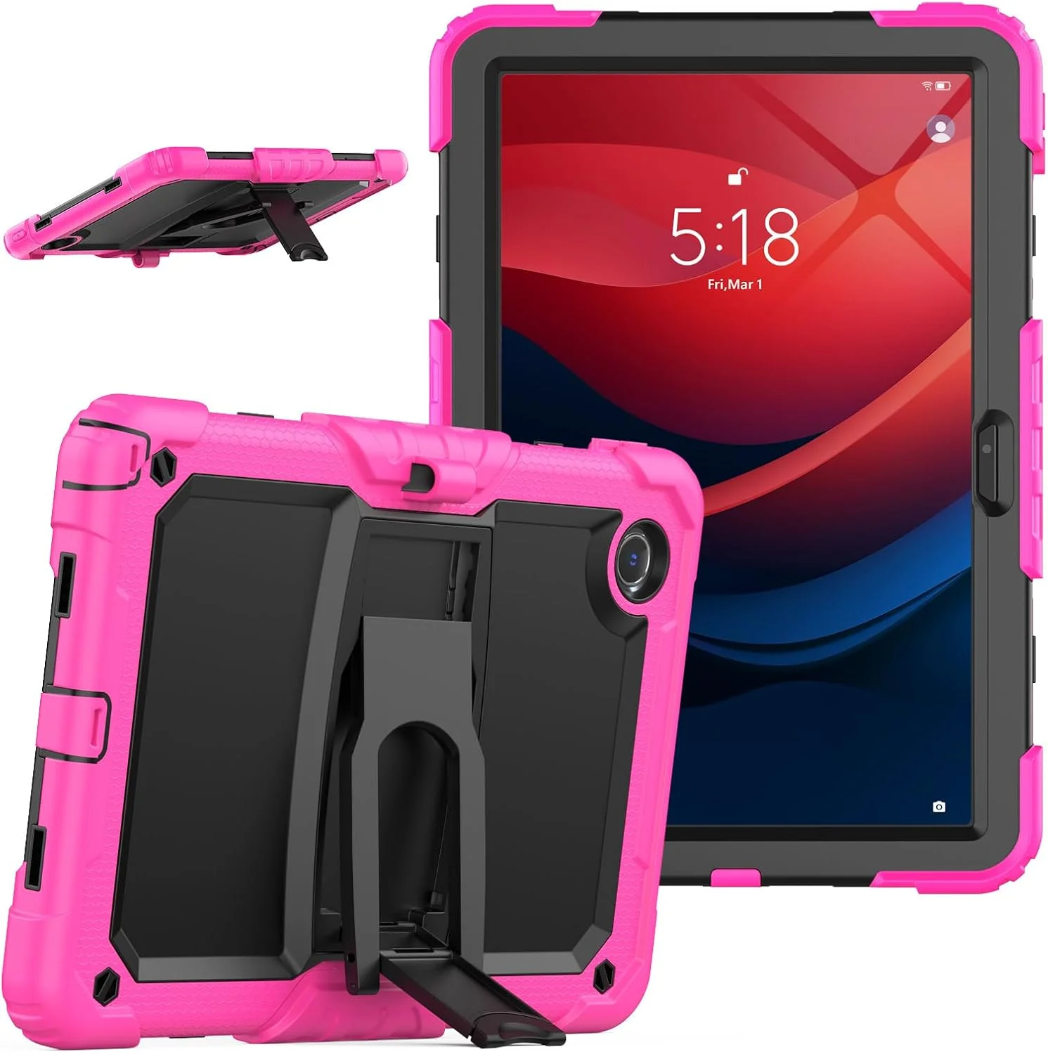 محافظ تبلت 11 اینچی تخت وی-موتا سازگار با Lenovo Tab M11 HD TB-330FU / Lenovo Xiaoxin Pad 2024 TB-331FC، قاب ضد ضربه سنگین با بند شانه، کاور تبلت (رز)