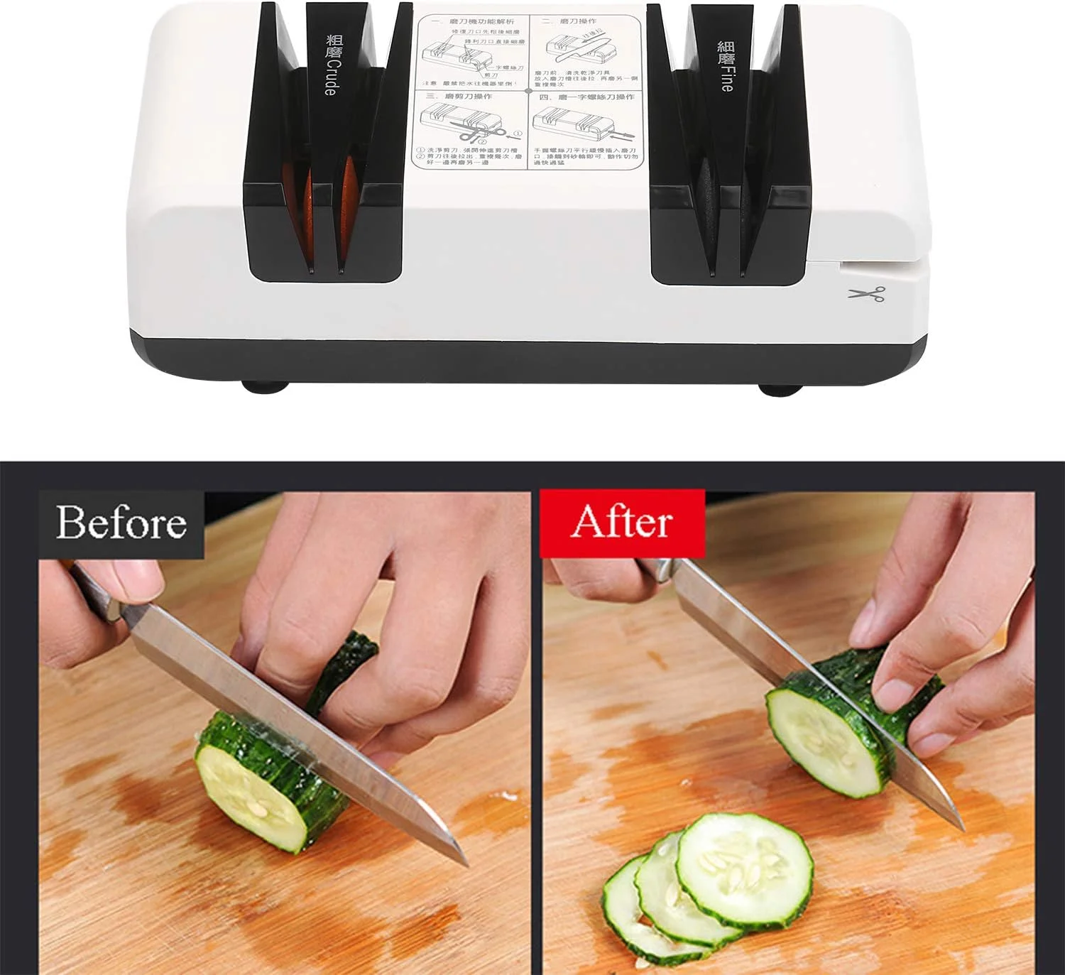 چاقو تیزکن برقی حرفه ای Eacam، تیزکن اتوماتیک چند منظوره با شیب 15 درجه، دارای شیارهای درشت و ظریف برای چاقوهای صاف و دندانه دار، قیچی، آسیاب کننده برش آشپزخانه چاقو تیزکن برقی حرفه ای Eacam، تیزکن اتوماتیک چند منظوره با شیب 15 درجه، دارای شیارهای درشت و ظریف برای چاقوهای صاف و دندانه دار، قیچی، آسیاب کننده برش آشپزخانه