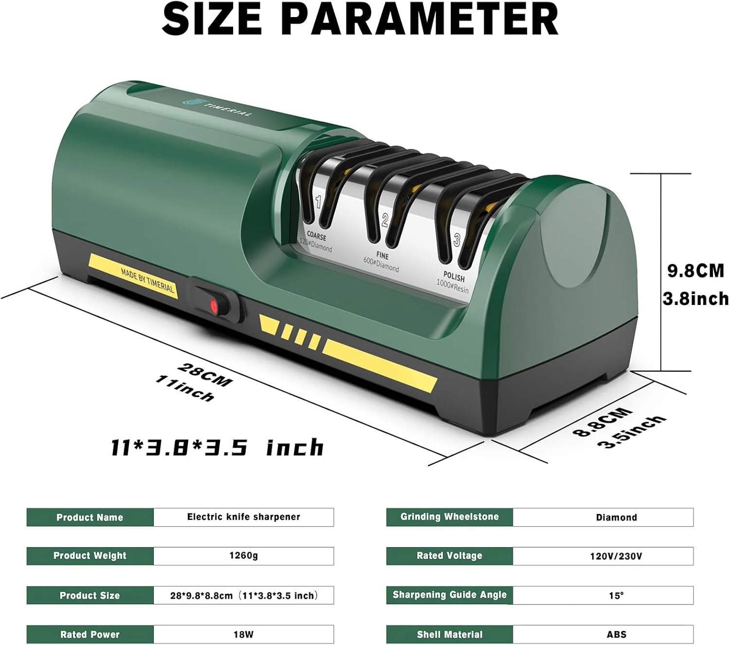 چاقو تیزکن برقی TIMERIAL با 3 مرحله دیسک های الماسه و راهنمای زاویه دقیق 15 درجه برای تیز کردن و صیقل دادن چاقوهای آشپزخانه استیل یا سرامیکی، درجه زبری 120 / درجه زبری 600 / درجه زبری 1000 چاقو تیزکن برقی TIMERIAL با 3 مرحله دیسک های الماسه و راهنمای زاویه دقیق 15 درجه برای تیز کردن و صیقل دادن چاقوهای آشپزخانه استیل یا سرامیکی، درجه زبری 120 / درجه زبری 600 / درجه زبری 1000