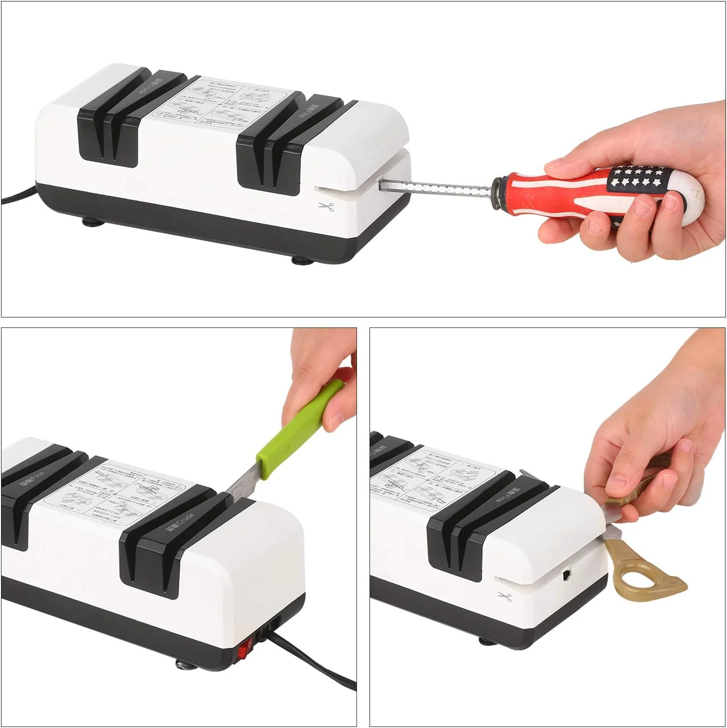 چاقو تیزکن برقی حرفه ای Eacam، تیزکن اتوماتیک چند منظوره با شیب 15 درجه، دارای شیارهای درشت و ظریف برای چاقوهای صاف و دندانه دار، قیچی، آسیاب کننده برش آشپزخانه چاقو تیزکن برقی حرفه ای Eacam، تیزکن اتوماتیک چند منظوره با شیب 15 درجه، دارای شیارهای درشت و ظریف برای چاقوهای صاف و دندانه دار، قیچی، آسیاب کننده برش آشپزخانه