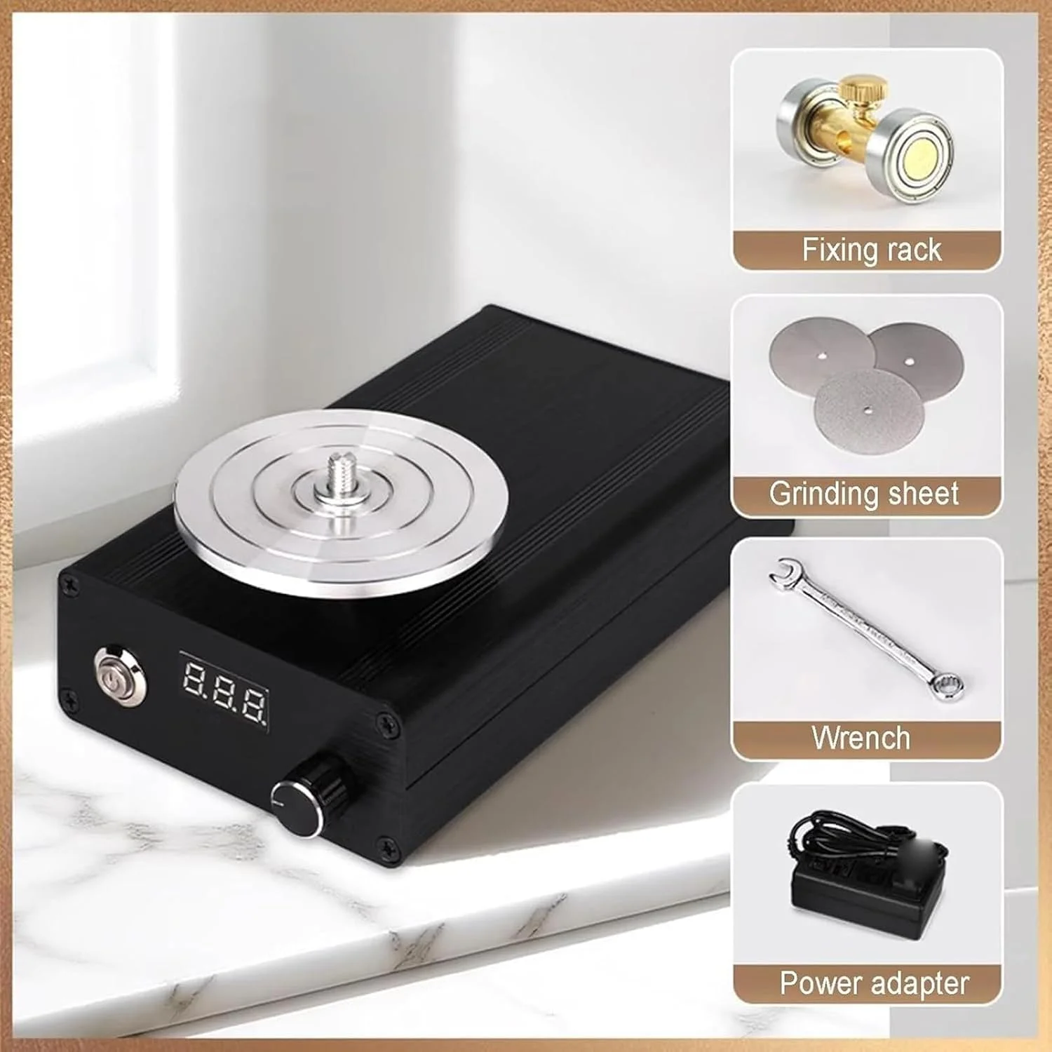 دستگاه تیزکن برقی چاقو، دستگاه سنگ زنی ابزار حکاکی قابل تنظیم با 3 چرخ سنگ زنی الماسه، آسیاب دیسکی حکاکی شارژی، جلو و عقب، برای کاتر حکاکی، ابزار