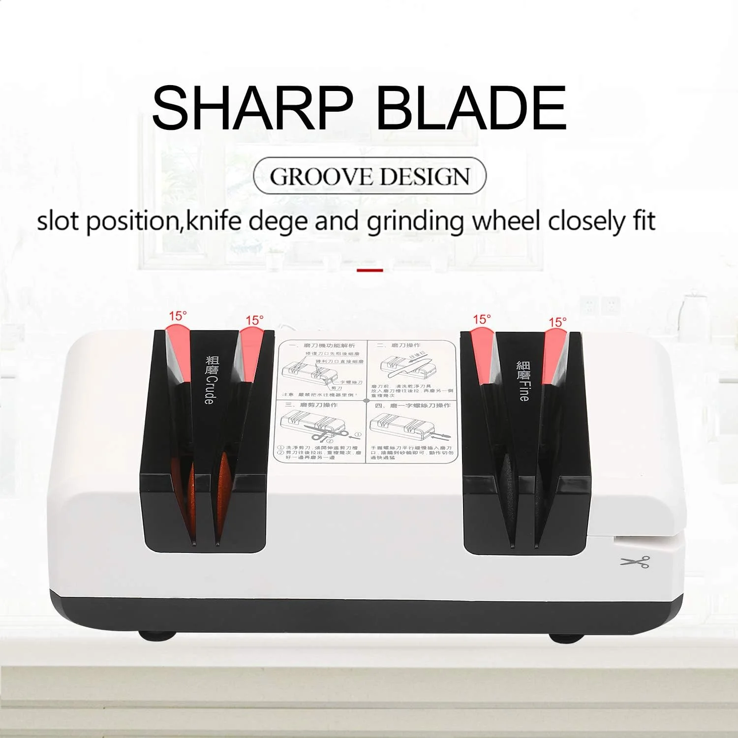 چاقو تیزکن برقی حرفه ای Eacam، تیزکن اتوماتیک چند منظوره با شیب 15 درجه، دارای شیارهای درشت و ظریف برای چاقوهای صاف و دندانه دار، قیچی، آسیاب کننده برش آشپزخانه چاقو تیزکن برقی حرفه ای Eacam، تیزکن اتوماتیک چند منظوره با شیب 15 درجه، دارای شیارهای درشت و ظریف برای چاقوهای صاف و دندانه دار، قیچی، آسیاب کننده برش آشپزخانه