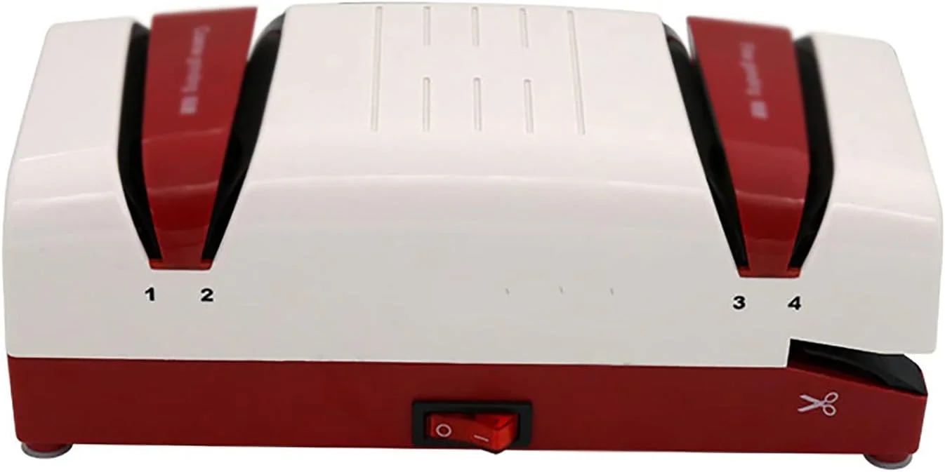 چاقو تیز کن DESONIX، دستگاه چاقو تیز کن آشپزخانه، چاقو تیز کن برقی، چاقو تیز کن مستقیم، چاقو تیز کن کاملا اتوماتیک خانگی، راحت و کاربردی (رنگ: قرمز، اندازه: 24.5x9.5x12 سانتی متر)