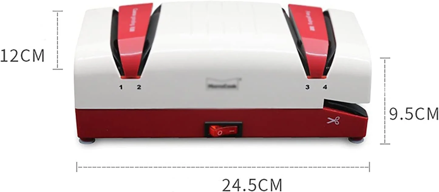 چاقو تیز کن DESONIX، دستگاه چاقو تیز کن آشپزخانه، چاقو تیز کن برقی، چاقو تیز کن مستقیم، چاقو تیز کن کاملا اتوماتیک خانگی، راحت و کاربردی (رنگ: قرمز، اندازه: 24.5x9.5x12 سانتی متر)