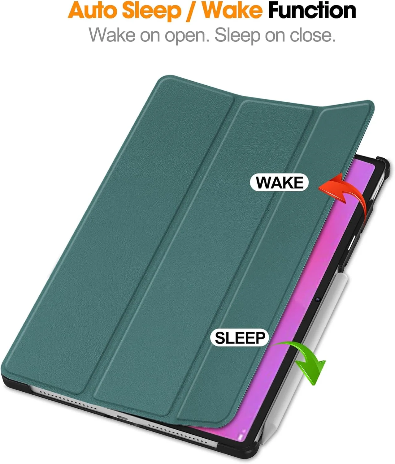 کاور هوشمند Gruattreay سازگار با تبلت Lenovo Yoga Tab Plus 12.7 اینچ مدل 2025، جلد سه تایی چرمی PU با قابلیت استند و پشتیبانی از حالت بیدار/خواب خودکار (سبز)