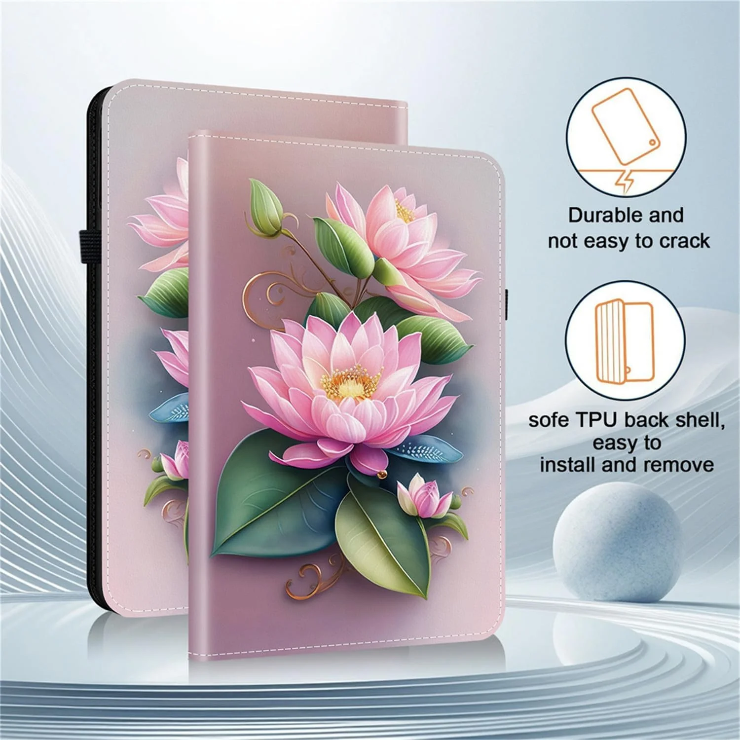 کیف تبلت HYAEcase مناسب برای لنوو تب M8 نسل 4 سال 2024/2023 (TB-301FU, TB-300FU)، روکش چرمی تبلت با نوارهای ضد لغزش، جای کارت، کش الاستیک، جای قلم، پایه قابل تنظیم (گل نیلوفر) کیف تبلت HYAEcase مناسب برای لنوو تب M8 نسل 4 سال 2024/2023 (TB-301FU, TB-300FU)، روکش چرمی تبلت با نوارهای ضد لغزش، جای کارت، کش الاستیک، جای قلم، پایه قابل تنظیم (گل نیلوفر)