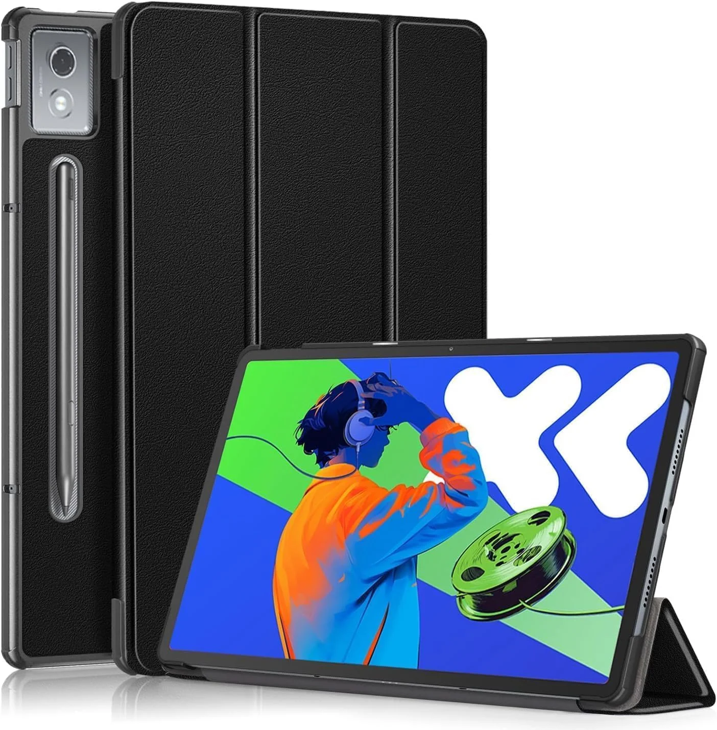 کیف تبلت مناسب برای لنوو Idea Tab Pro 12.7 اینچ 2025، کیف هوشمند سه تایی با قابلیت تنظیم زاویه دید، کاور با قابلیت خواب/بیدار شدن خودکار (مشکی، لنوو Idea Tab Pro 12.7)