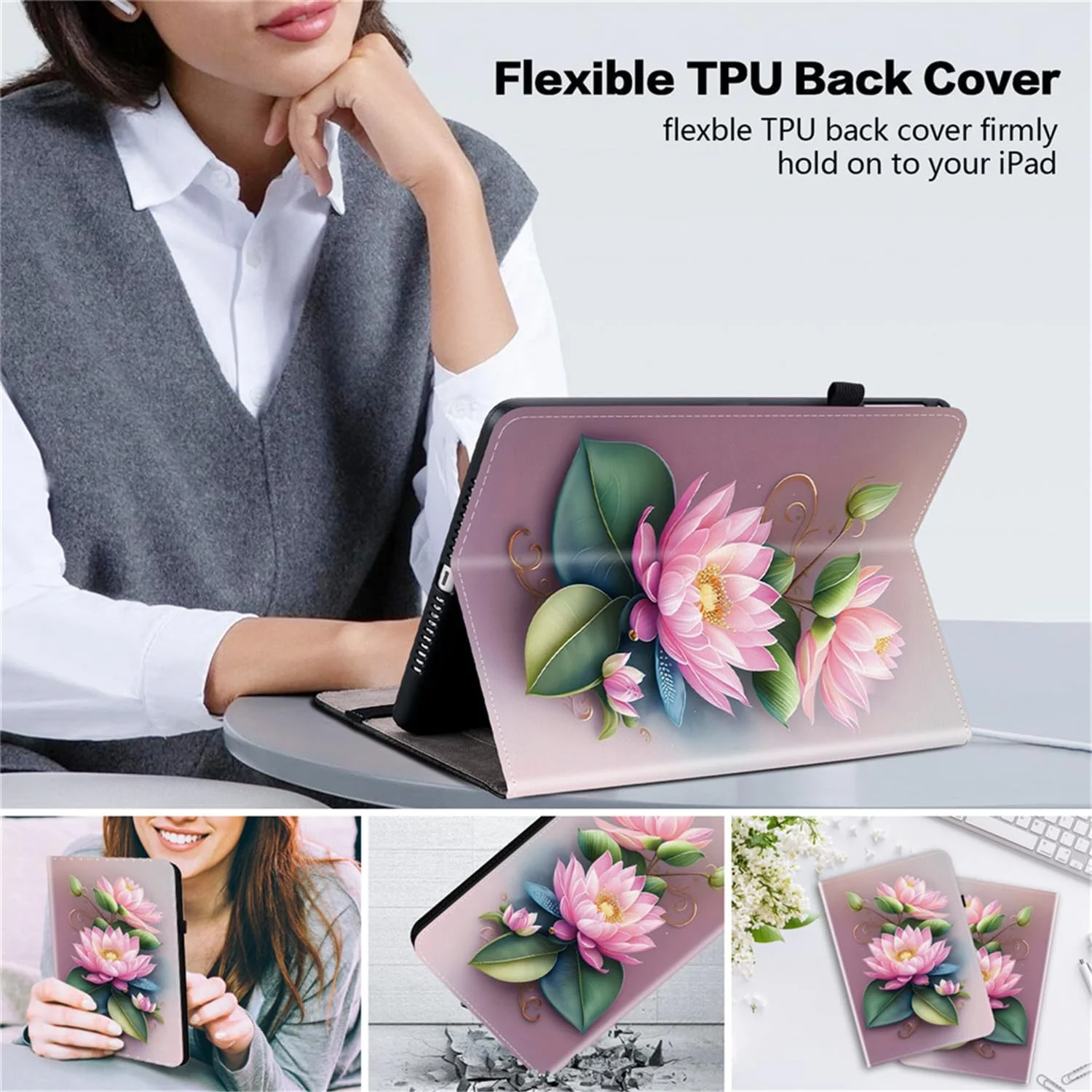 کیف تبلت HYAEcase مناسب برای لنوو تب M8 نسل 4 سال 2024/2023 (TB-301FU, TB-300FU)، روکش چرمی تبلت با نوارهای ضد لغزش، جای کارت، کش الاستیک، جای قلم، پایه قابل تنظیم (گل نیلوفر) کیف تبلت HYAEcase مناسب برای لنوو تب M8 نسل 4 سال 2024/2023 (TB-301FU, TB-300FU)، روکش چرمی تبلت با نوارهای ضد لغزش، جای کارت، کش الاستیک، جای قلم، پایه قابل تنظیم (گل نیلوفر)
