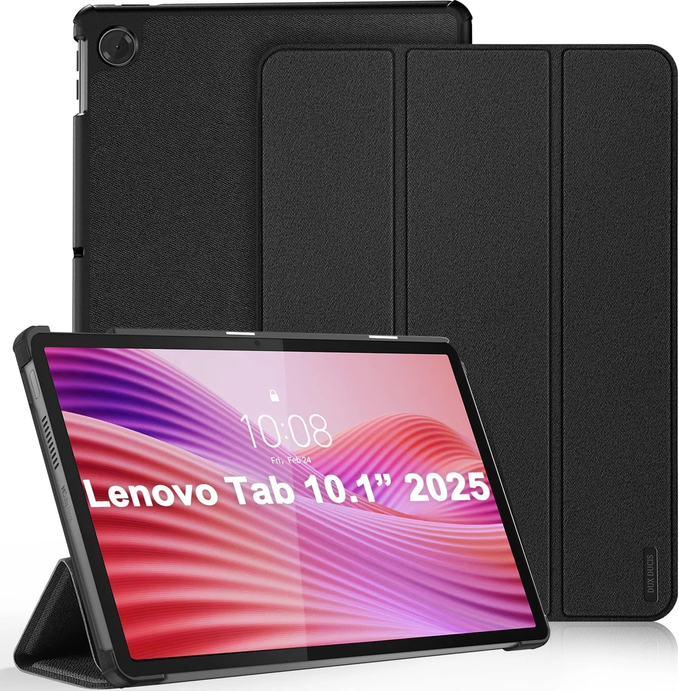 کیف محافظ تبلت لنوو تب 10.1 اینچ 2025، کیف محافظ باریک مغناطیسی PC با نگهدارنده قلم S، پوشش محافظ چند زاویه ای (مشکی) DUX DUCIS