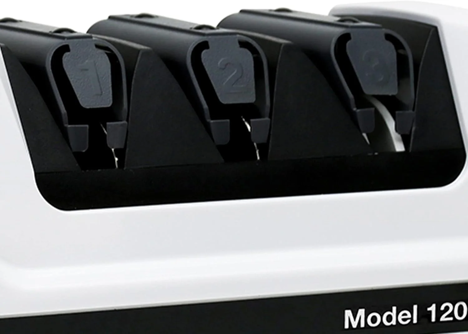 چاقو تیز کن برقی حرفه ای Chef's Choice Hone EdgeSelect برای لبه های 20 درجه، دارای الماس های سایشی، راهنماهای دقیق برای چاقوهای صاف و دندانه دار، ساخت آمریکا، 3 مرحله ای، سفید