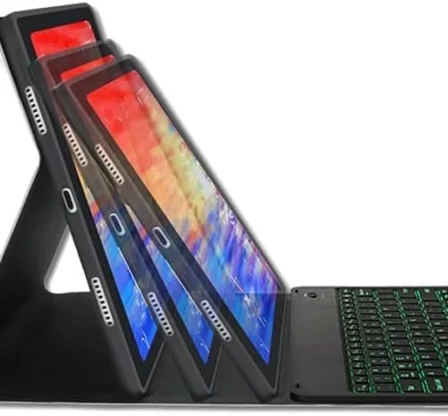 کیبورد Gruattreay سازگار با تبلت Lenovo Tab P12 12.7 اینچی 2023، کیبورد با نور پس زمینه 7 رنگ به همراه ماوس، کاور استند PU برای تبلت Tab P12 12.7 اینچی