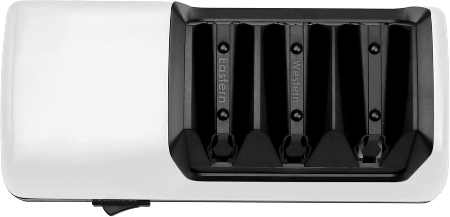 چاقو تیز کن برقی Chef's Choice AngleSelect برای چاقوهای 15 و 20 درجه، دارای سنگ های الماس 100 درصد و راهنماهای دقیق پرداخت کاری، 3 مرحله ای، سفید