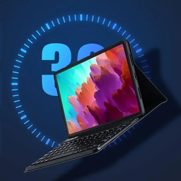 کیبورد Gruattreay سازگار با تبلت Lenovo Tab P12 12.7 اینچی 2023، کیبورد با نور پس زمینه 7 رنگ به همراه ماوس، کاور استند PU برای تبلت Tab P12 12.7 اینچی