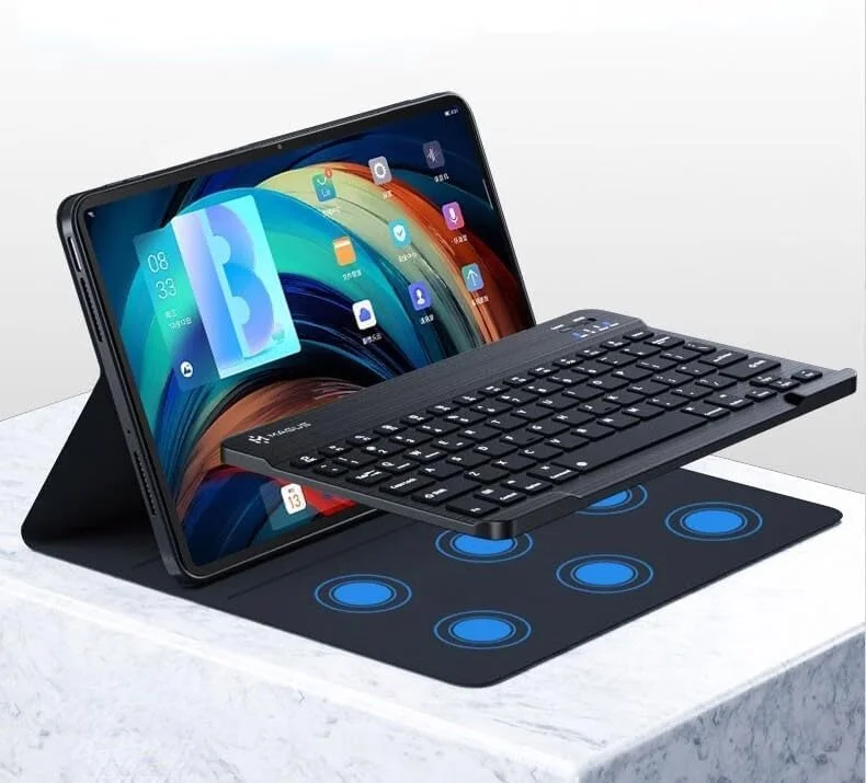 کیبورد Gruattreay سازگار با تبلت Lenovo Tab P12 12.7 اینچی 2023، کیبورد با نور پس زمینه 7 رنگ به همراه ماوس، کاور استند PU برای تبلت Tab P12 12.7 اینچی