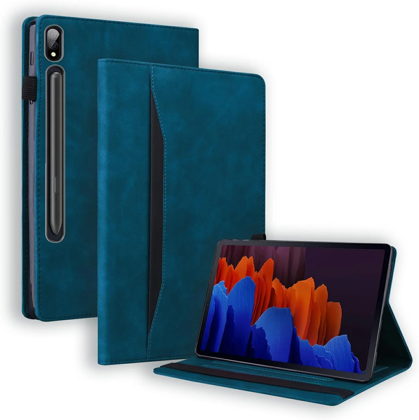 BYXBYM Compatible with Lenovo Tab P12 Pro case cover 12.6 inch wallet case with card holder protective flip cover anti drop dustproof protective Shell (blue)