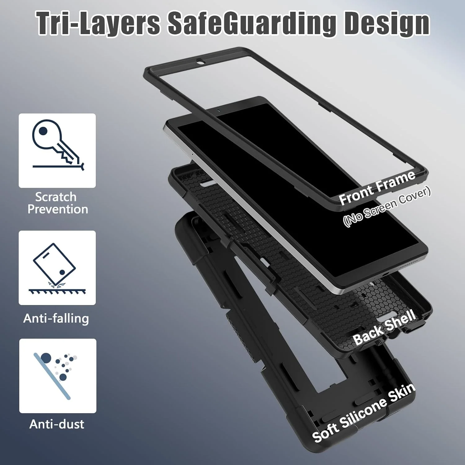 JUNJIU Case for Lenovo Tab M8 (4th Gen,TB-300FU/TB-300XU), Heavy Duty Shockproof Rugged Cover with Pencil Holder Stand for Lenovo Tab M8 8 inches released in 2023,BLACK+BLACK JUNJIU Case for Lenovo Tab M8 (4th Gen,TB-300FU/TB-300XU), Heavy Duty Shockproof Rugged Cover with Pencil Holder Stand for Lenovo Tab M8 8 inches released in 2023,BLACK+BLACK