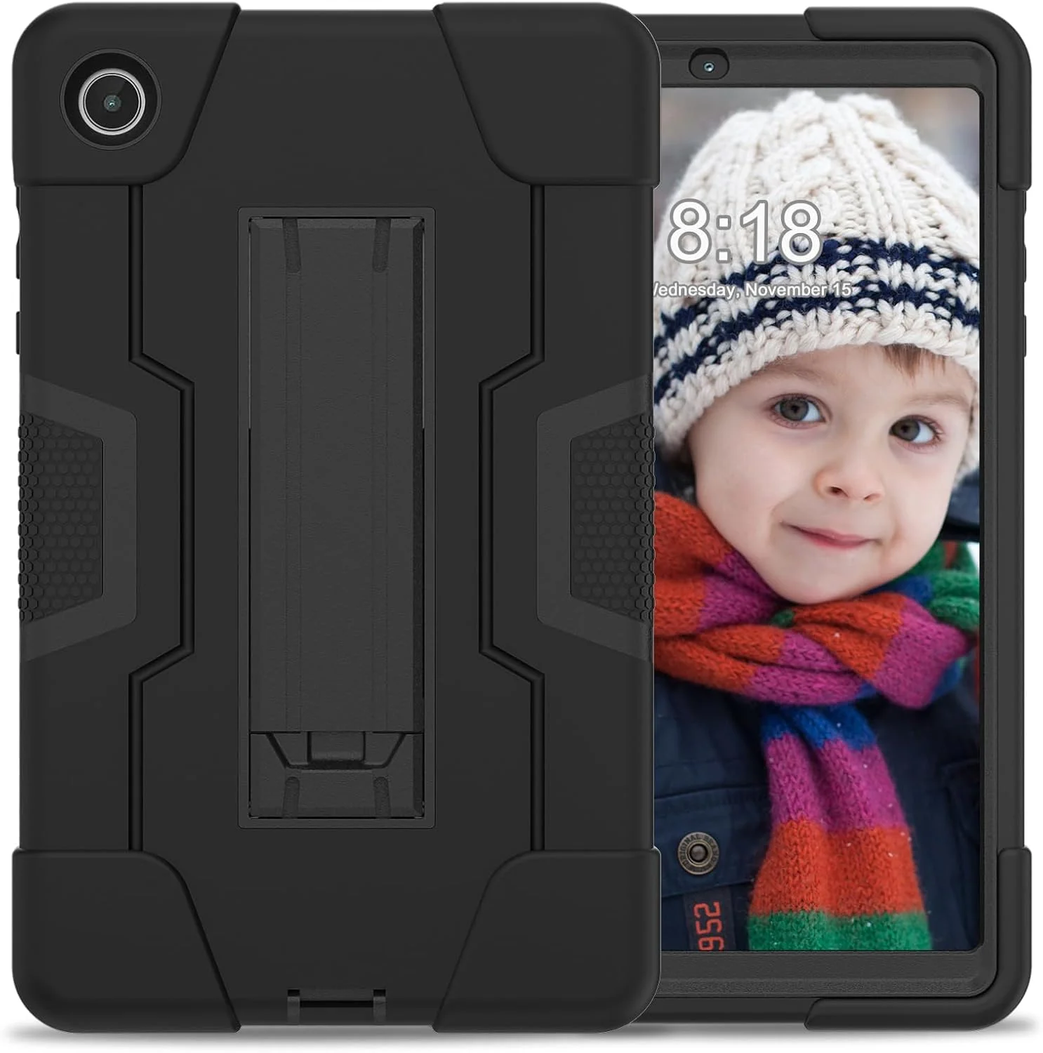 JUNJIU Case for Lenovo Tab M8 (4th Gen,TB-300FU/TB-300XU), Heavy Duty Shockproof Rugged Cover with Pencil Holder Stand for Lenovo Tab M8 8 inches released in 2023,BLACK+BLACK JUNJIU Case for Lenovo Tab M8 (4th Gen,TB-300FU/TB-300XU), Heavy Duty Shockproof Rugged Cover with Pencil Holder Stand for Lenovo Tab M8 8 inches released in 2023,BLACK+BLACK
