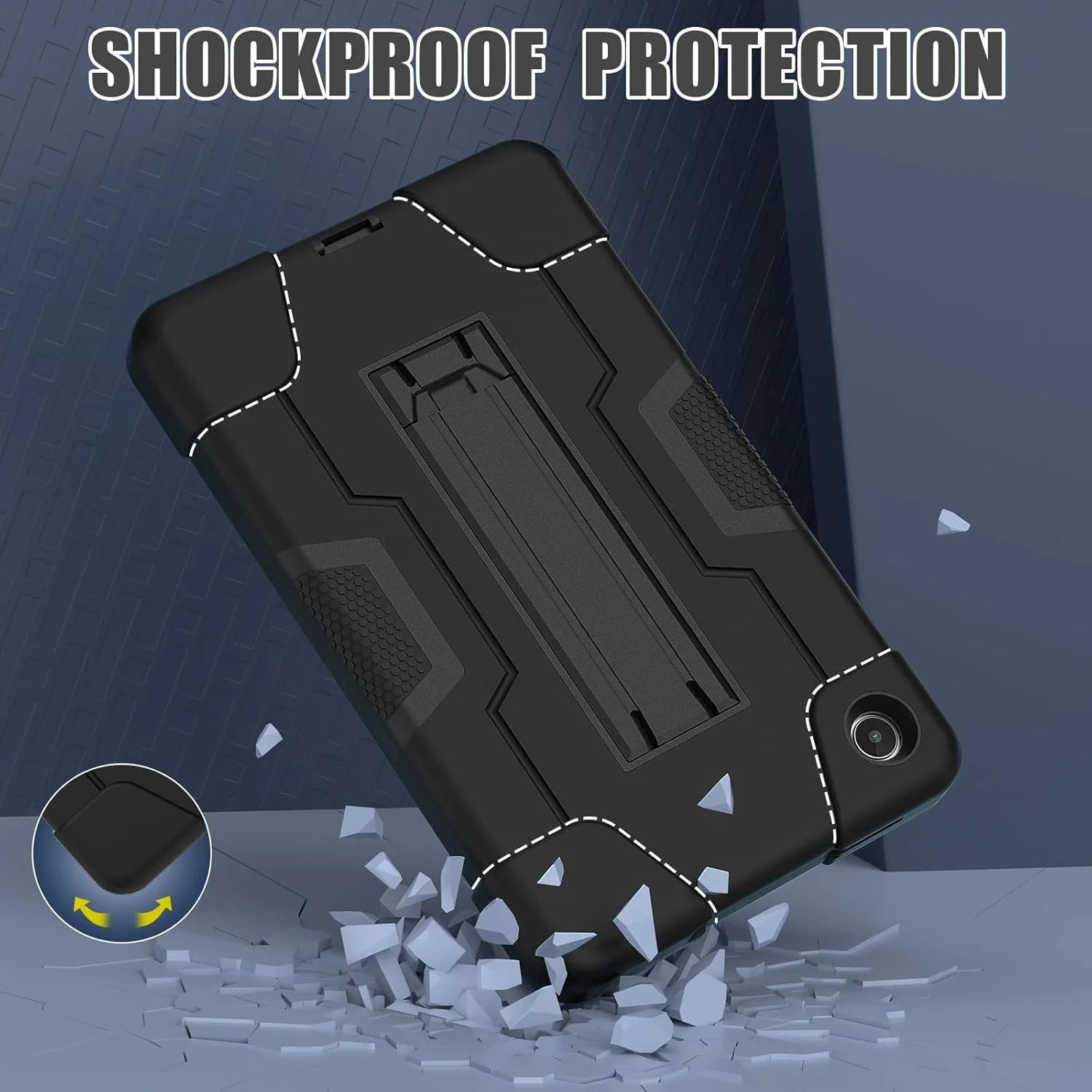 JUNJIU Case for Lenovo Tab M8 (4th Gen,TB-300FU/TB-300XU), Heavy Duty Shockproof Rugged Cover with Pencil Holder Stand for Lenovo Tab M8 8 inches released in 2023,BLACK+BLACK JUNJIU Case for Lenovo Tab M8 (4th Gen,TB-300FU/TB-300XU), Heavy Duty Shockproof Rugged Cover with Pencil Holder Stand for Lenovo Tab M8 8 inches released in 2023,BLACK+BLACK