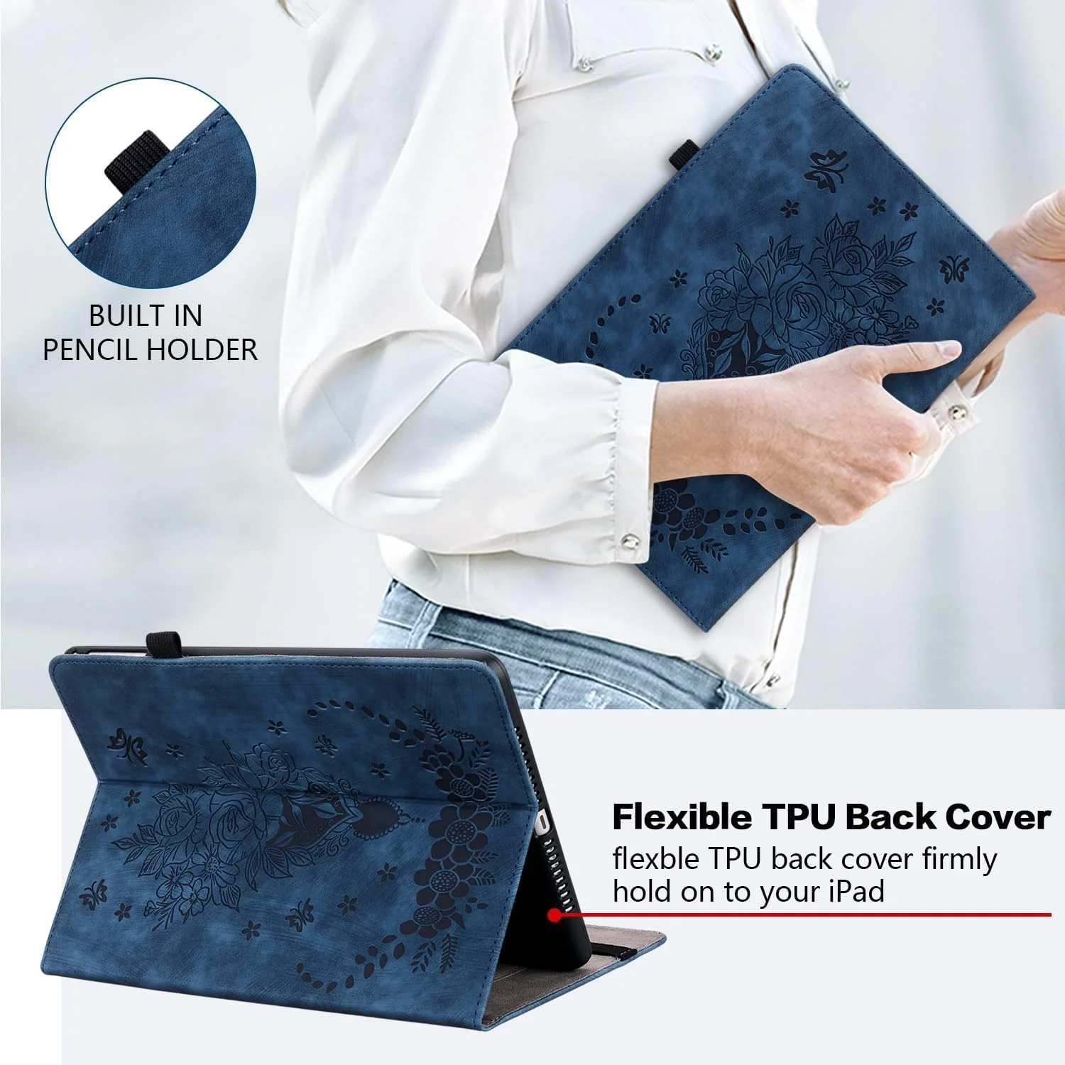 کیف محافظ تبلت لنوو تب M9 مدل TB-310FU 2023، کاور محافظ چرمی PU تاشو چند زاویه ای با نگهدارنده قلم و عملکرد استند برای تبلت لنوو تب M9، آبی کیف محافظ تبلت لنوو تب M9 مدل TB-310FU 2023، کاور محافظ چرمی PU تاشو چند زاویه ای با نگهدارنده قلم و عملکرد استند برای تبلت لنوو تب M9، آبی