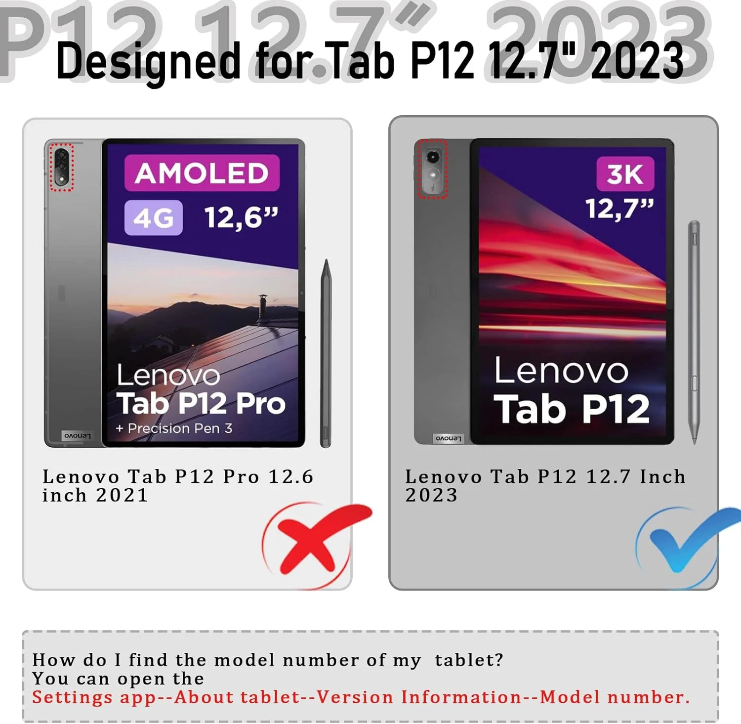 کاور تبلت XLTTONG برای لنوو تب P12 سایز 12.7 اینچ، کاور سیلیکونی تبلت با هولدر PC، ضد ضربه برای لنوو تب P12 مدل 2023 TB-370FU (آبی)