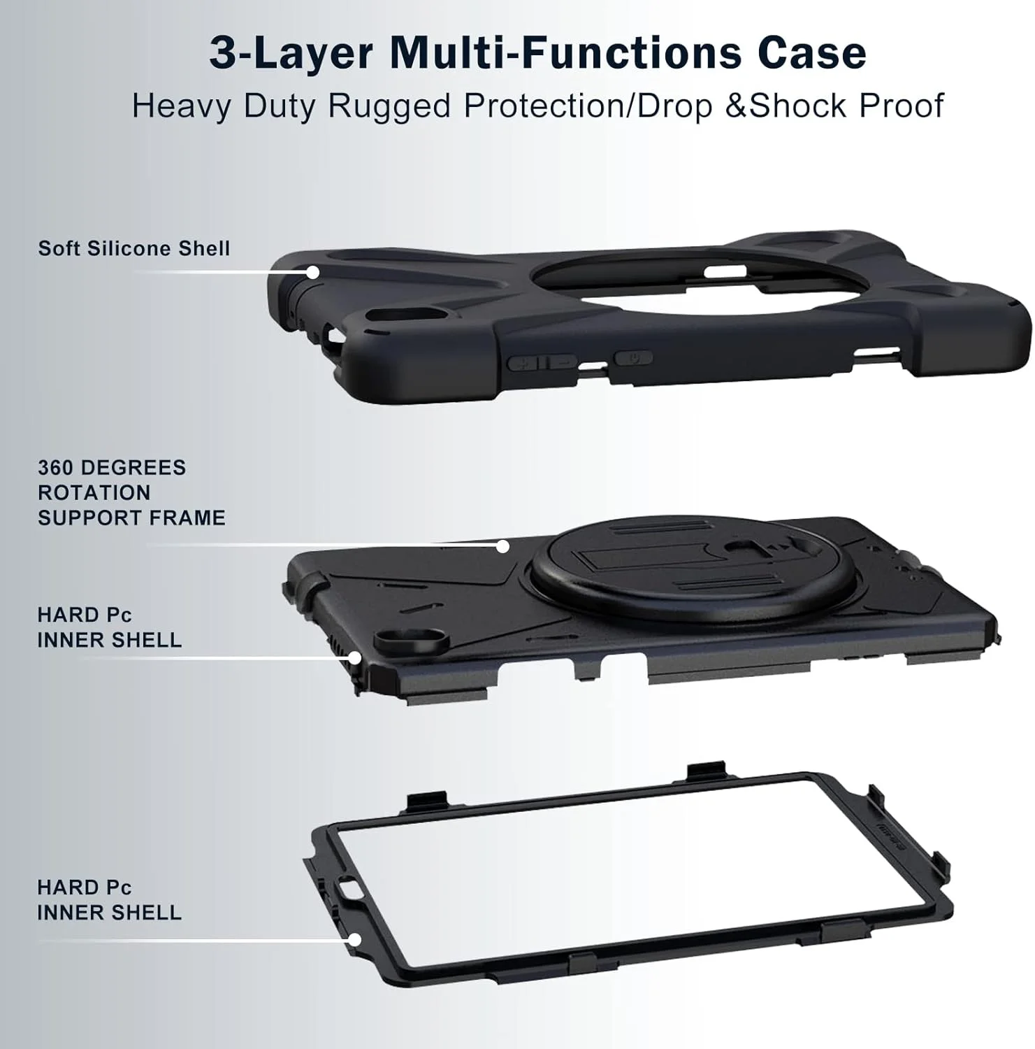 کاور محافظتی مقاوم ProCase برای تبلت لنوو تب K10 10.3 اینچ 2021 / M10 FHD Plus (نسل دوم 2020)، با پایه چرخان و ضد ضربه برای تبلت 10.3 اینچی Tab K10 TB-X6C6L TB-X6C6F M10 Plus TB-X606F - مشکی کاور محافظتی مقاوم ProCase برای تبلت لنوو تب K10 10.3 اینچ 2021 / M10 FHD Plus (نسل دوم 2020)، با پایه چرخان و ضد ضربه برای تبلت 10.3 اینچی Tab K10 TB-X6C6L TB-X6C6F M10 Plus TB-X606F - مشکی