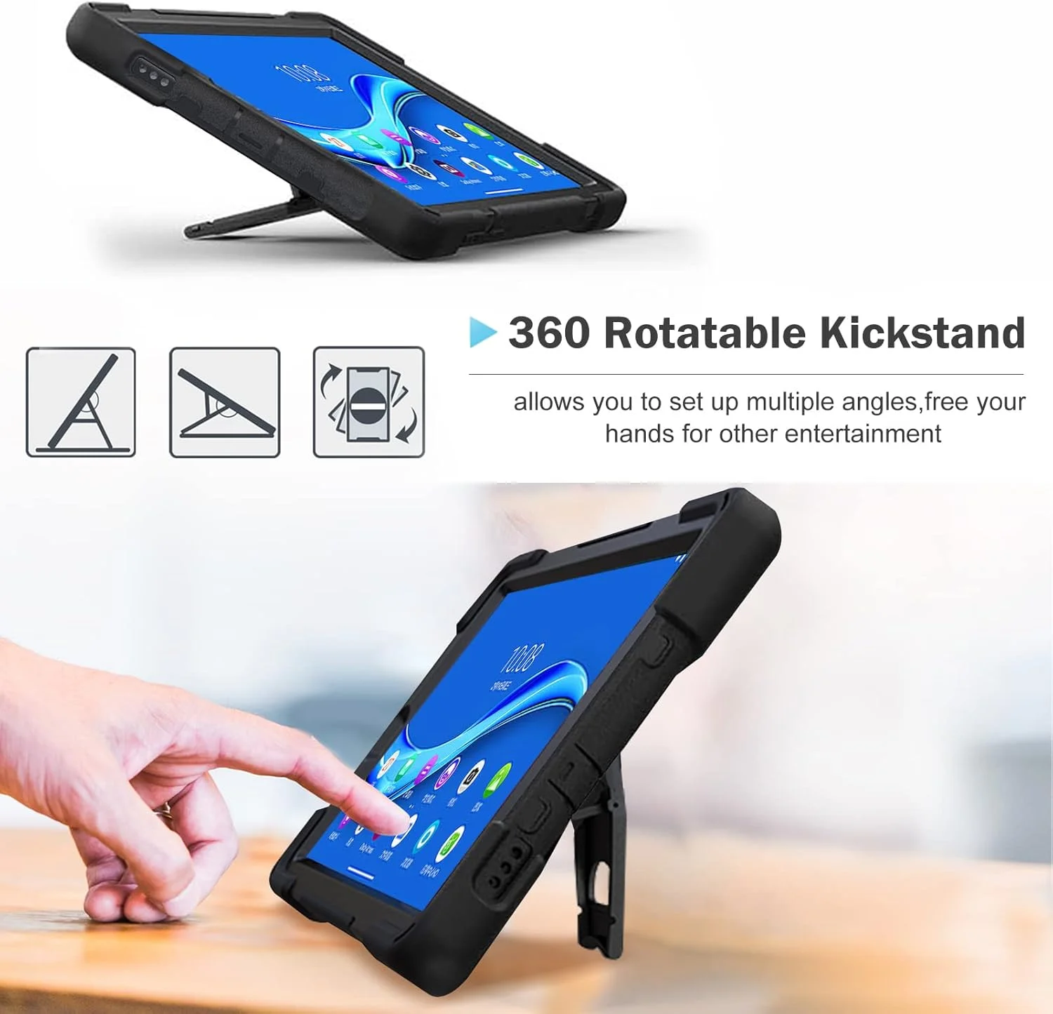 کاور محافظتی مقاوم ProCase برای تبلت لنوو تب K10 10.3 اینچ 2021 / M10 FHD Plus (نسل دوم 2020)، با پایه چرخان و ضد ضربه برای تبلت 10.3 اینچی Tab K10 TB-X6C6L TB-X6C6F M10 Plus TB-X606F - مشکی کاور محافظتی مقاوم ProCase برای تبلت لنوو تب K10 10.3 اینچ 2021 / M10 FHD Plus (نسل دوم 2020)، با پایه چرخان و ضد ضربه برای تبلت 10.3 اینچی Tab K10 TB-X6C6L TB-X6C6F M10 Plus TB-X606F - مشکی