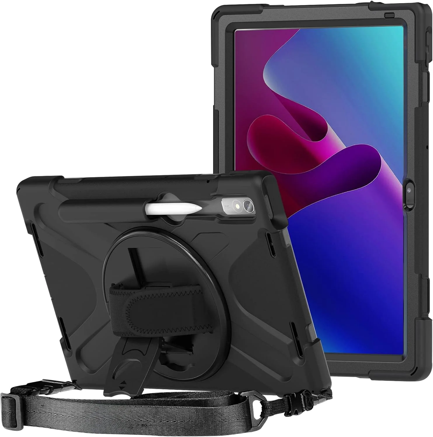 محافظ ProCase برای تبلت لنوو تب P11 Pro 11.2 اینچی نسل 2 مدل 2022 (TB-132FU/TB-138FC)، کاور مقاوم و ضد ضربه با بند دستی و بند شانه برای تبلت 11.2 اینچی لنوو تب P11 Pro نسل دوم - مشکی