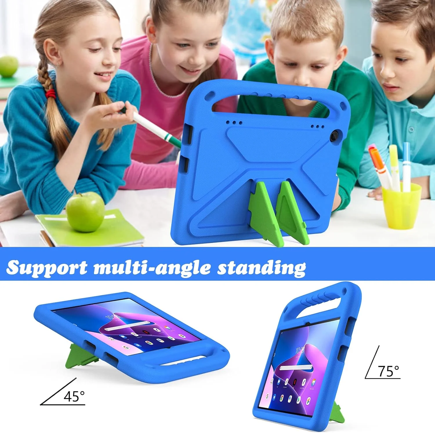 کیف کودکانه GOZOPO برای تبلت لنوو تب M10 نسل 3، با دسته و پایه ضد ضربه [فقط مناسب برای M10 نسل 3 10.1 اینچی TB-328FU/TB-328XU]