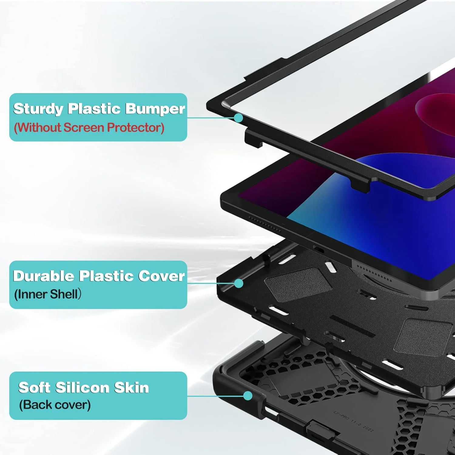 محافظ ProCase برای تبلت لنوو تب P11 Pro 11.2 اینچی نسل 2 مدل 2022 (TB-132FU/TB-138FC)، کاور مقاوم و ضد ضربه با بند دستی و بند شانه برای تبلت 11.2 اینچی لنوو تب P11 Pro نسل دوم - مشکی محافظ ProCase برای تبلت لنوو تب P11 Pro 11.2 اینچی نسل 2 مدل 2022 (TB-132FU/TB-138FC)، کاور مقاوم و ضد ضربه با بند دستی و بند شانه برای تبلت 11.2 اینچی لنوو تب P11 Pro نسل دوم - مشکی
