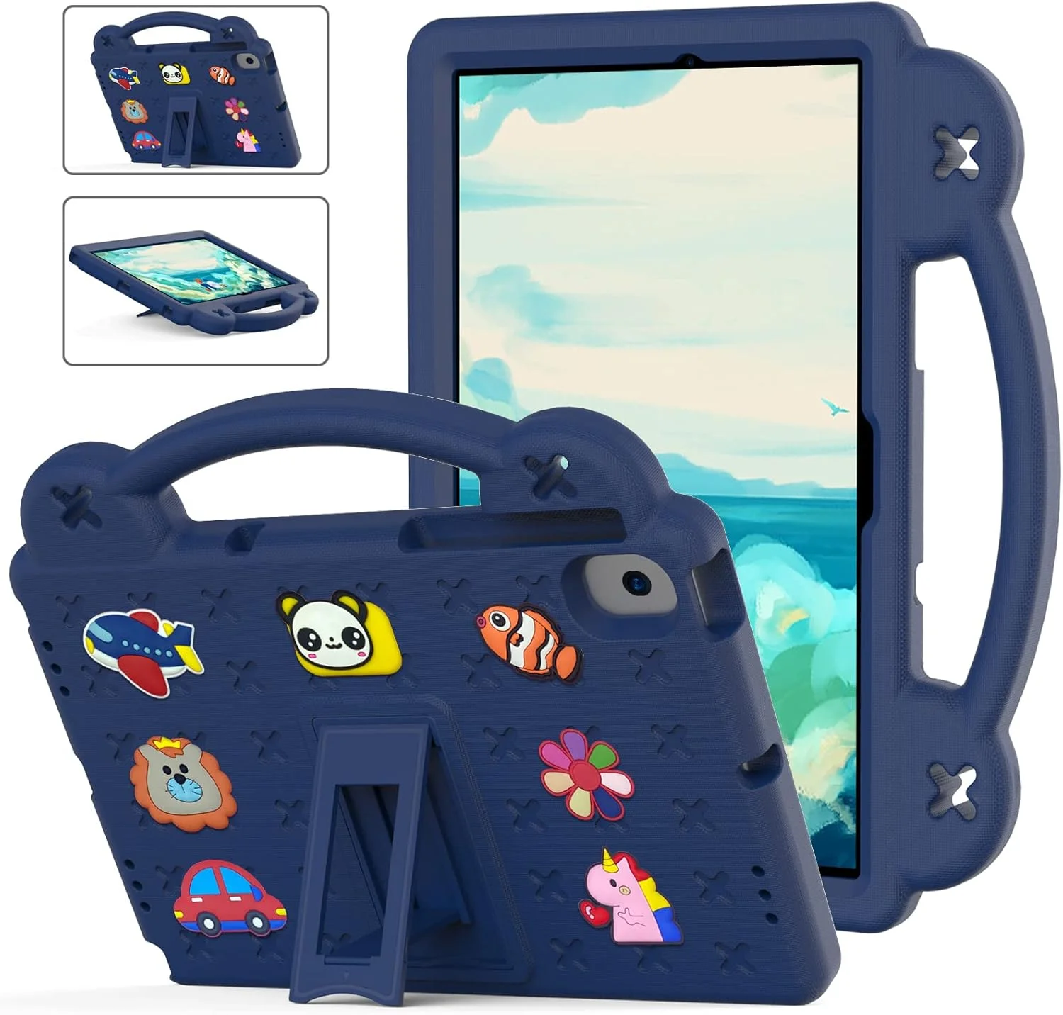 TianTa Kids Case for Lenovo Tab K10 2021 (TB-X6C6F/TB-X6C6X/TB-X6C6L) 10.3 inch, Shockproof Rugged with Stand Portable Handle EVA Lightweight Durable Cute Protective Cover - Navy Blue