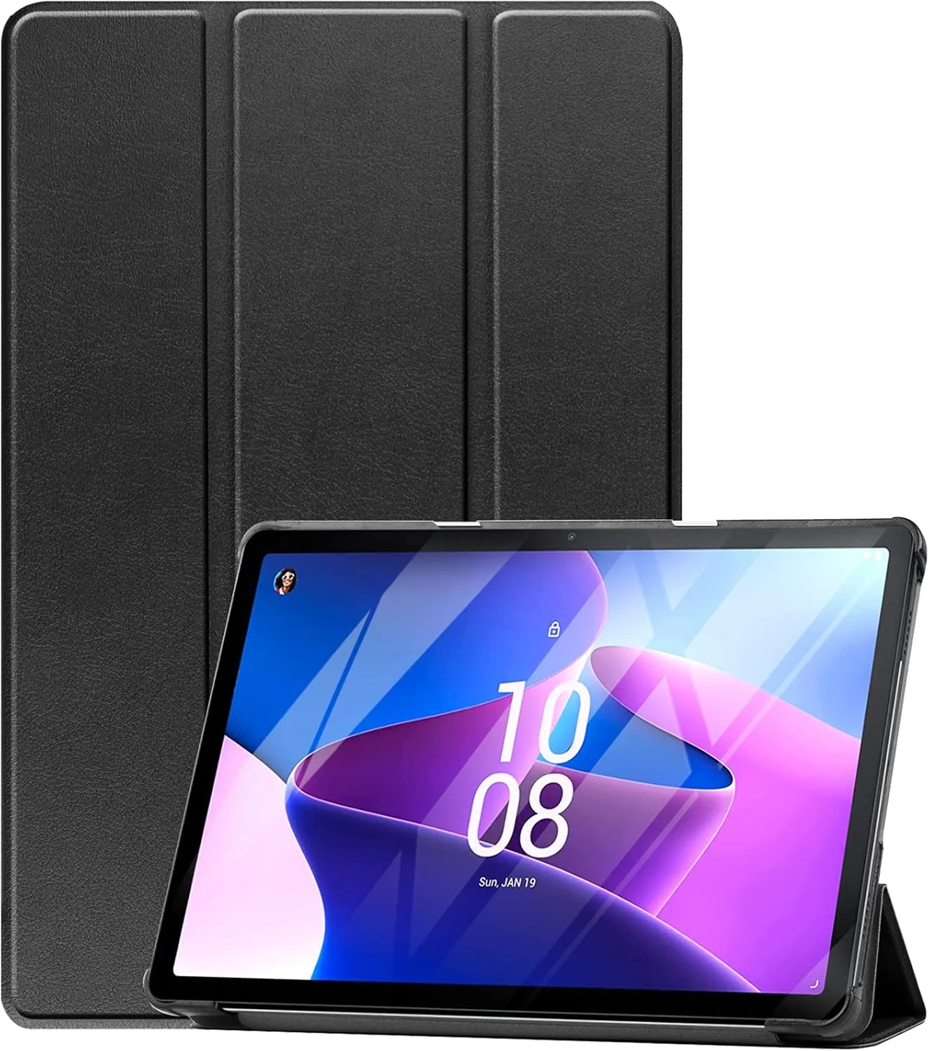 پروکیس برای تبلت لنوو تب M10 سایز 10.1 اینچ نسل سوم 2022، کاور باریک و سبک با استند سه تایی، کاور محافظ هوشمند سخت برای لنوو تب M10 سایز 10.1 اینچ مدل TB328FU / TB328XU با قابلیت خواب/بیدار شدن خودکار - مشکی