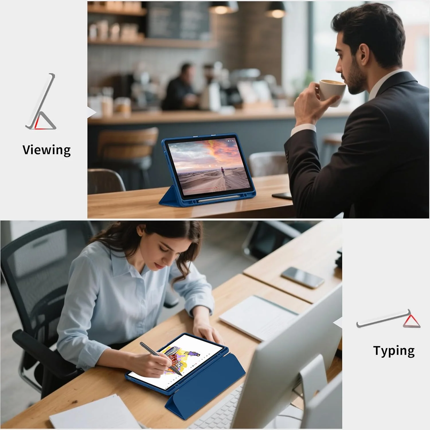 کیف محافظ EasyAcc برای Idea Tab 2025 11 اینچ با جای قلم (TB-336ZU TB-336FU)، کیف محافظ باریک با پایه، چرم PU، آبی دریایی کیف محافظ EasyAcc برای Idea Tab 2025 11 اینچ با جای قلم (TB-336ZU TB-336FU)، کیف محافظ باریک با پایه، چرم PU، آبی دریایی