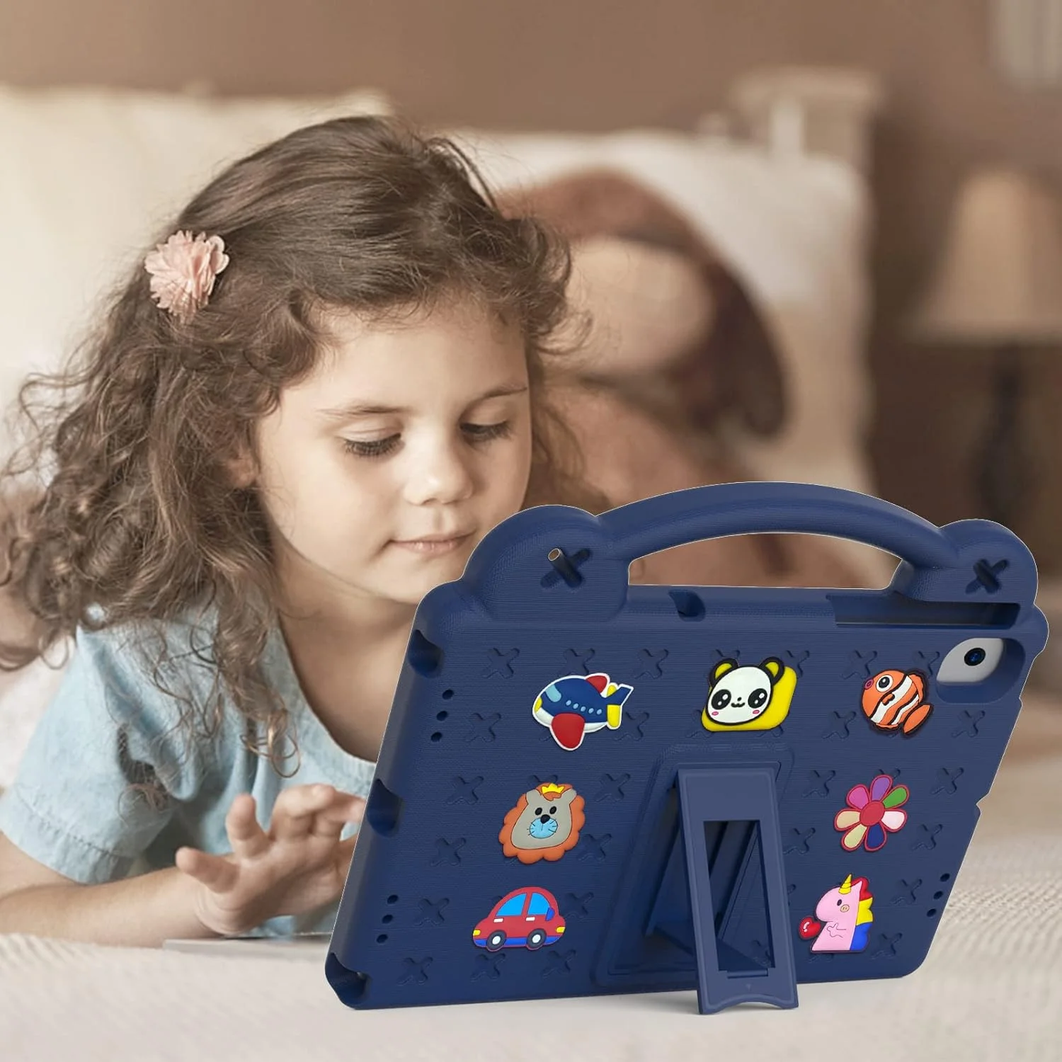 TianTa Kids Case for Lenovo Tab K10 2021 (TB-X6C6F/TB-X6C6X/TB-X6C6L) 10.3 inch, Shockproof Rugged with Stand Portable Handle EVA Lightweight Durable Cute Protective Cover - Navy Blue