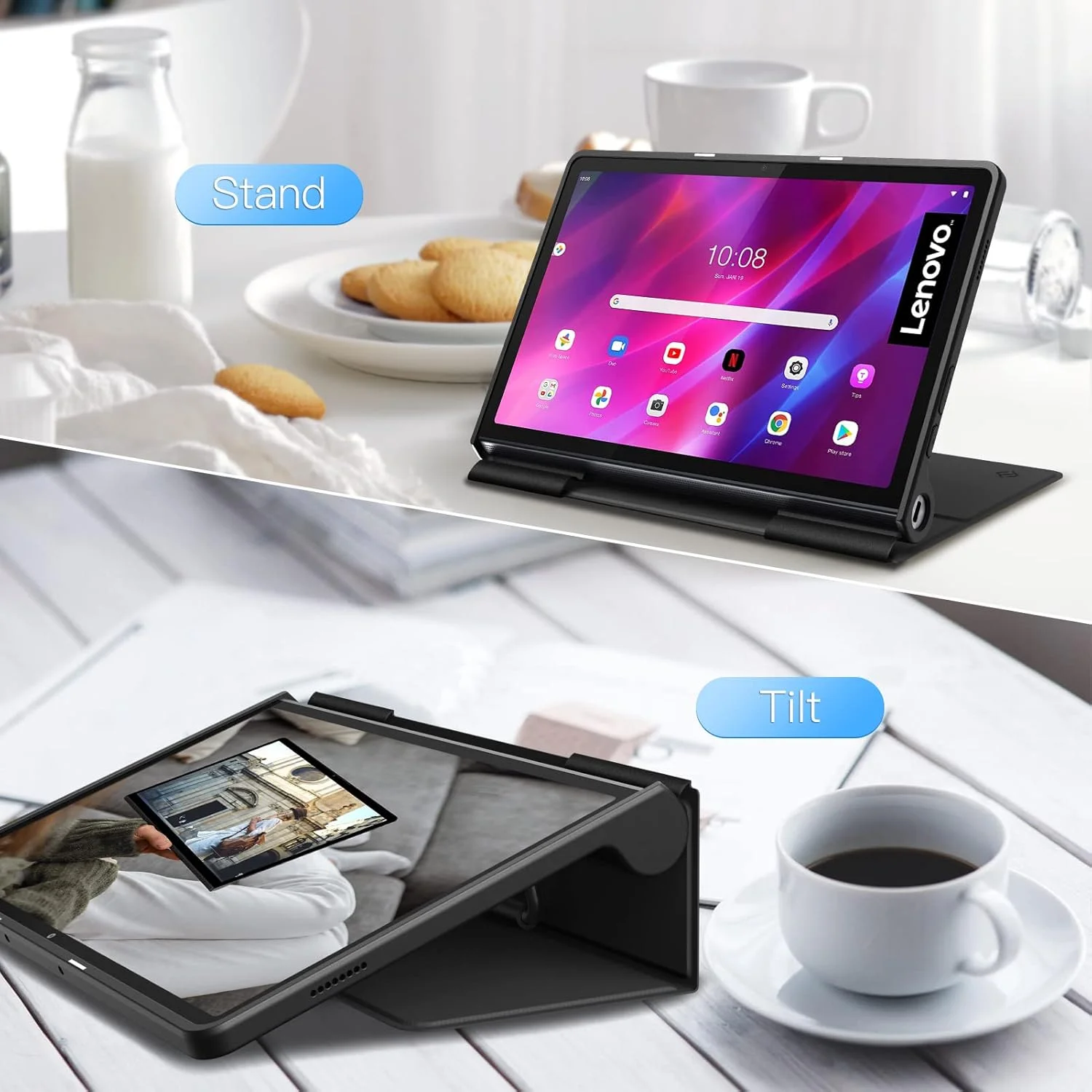 کیف محافظ ترکیبی Fintie برای تبلت Lenovo Yoga Tab 11 - کاور ضد ضربه با پشت سخت شفاف برای تبلت Lenovo Yoga Tab 11 11 اینچی مدل 2021، مشکی کیف محافظ ترکیبی Fintie برای تبلت Lenovo Yoga Tab 11 - کاور ضد ضربه با پشت سخت شفاف برای تبلت Lenovo Yoga Tab 11 11 اینچی مدل 2021، مشکی