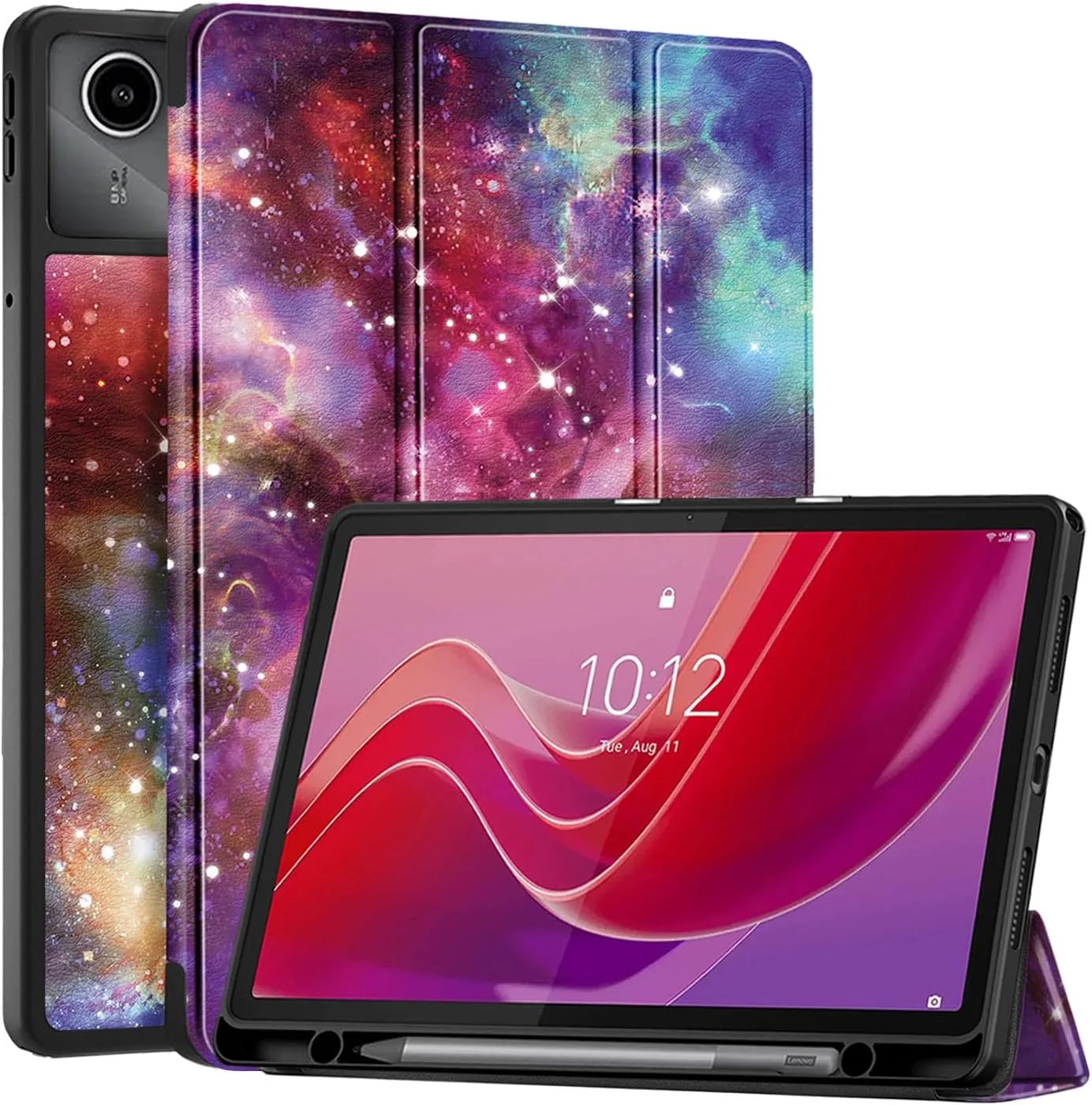کاور هوشمند فوق العاده نازک Vakarey برای تبلت Lenovo M11، کاور Lenovo Tab M11 با جای قلم، طرح Galaxy Way