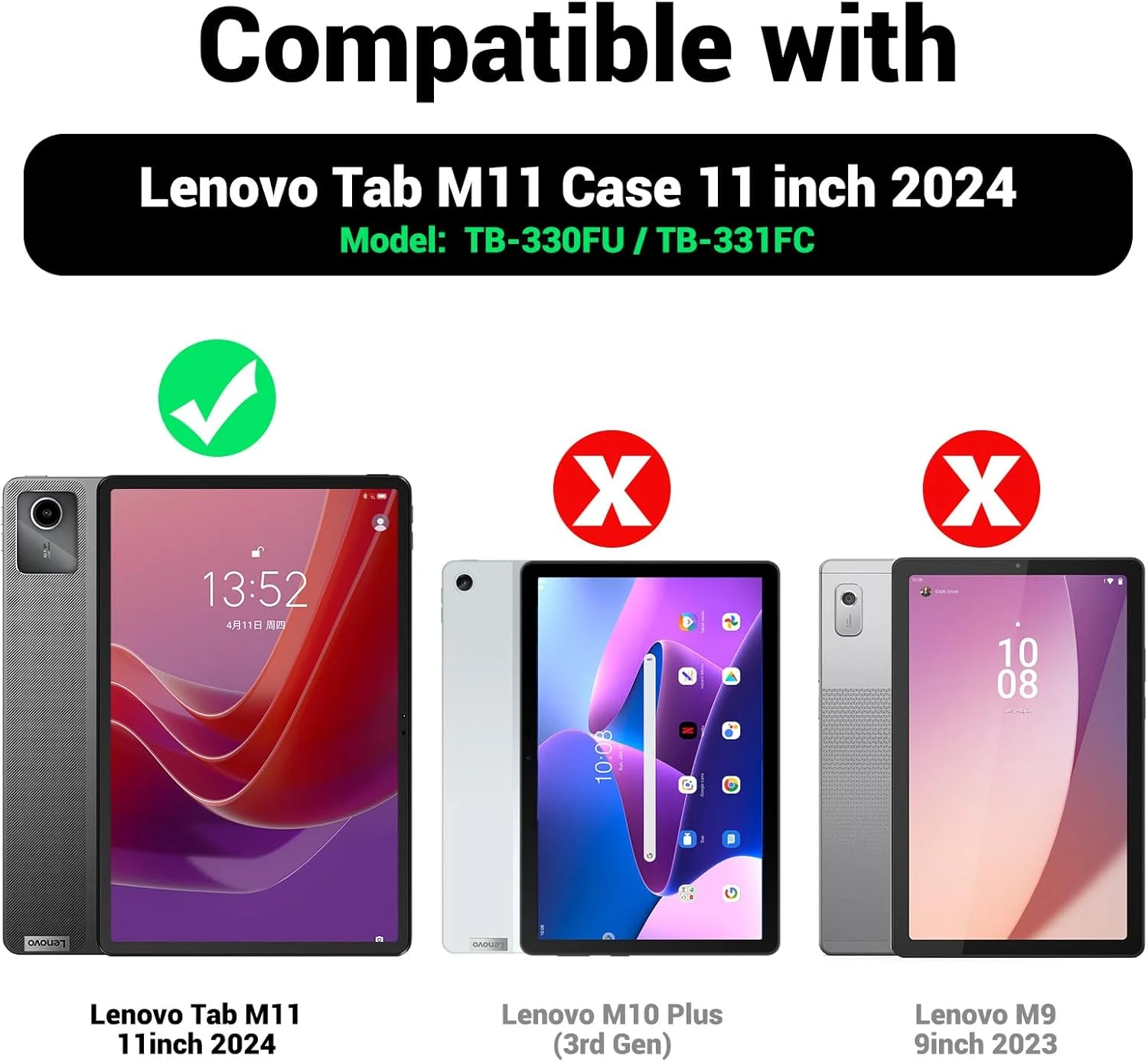 کیف محافظ تبلت SEYMAC مناسب برای Lenovo Tab M11 2024 (TB-330FU/TB-331FC)، کیف ضد ضربه Lenovo Tab M11 با محافظ صفحه نمایش، استند چرخان 360 درجه و بند دستی، بند شانه، جای قلم، مشکی کیف محافظ تبلت SEYMAC مناسب برای Lenovo Tab M11 2024 (TB-330FU/TB-331FC)، کیف ضد ضربه Lenovo Tab M11 با محافظ صفحه نمایش، استند چرخان 360 درجه و بند دستی، بند شانه، جای قلم، مشکی