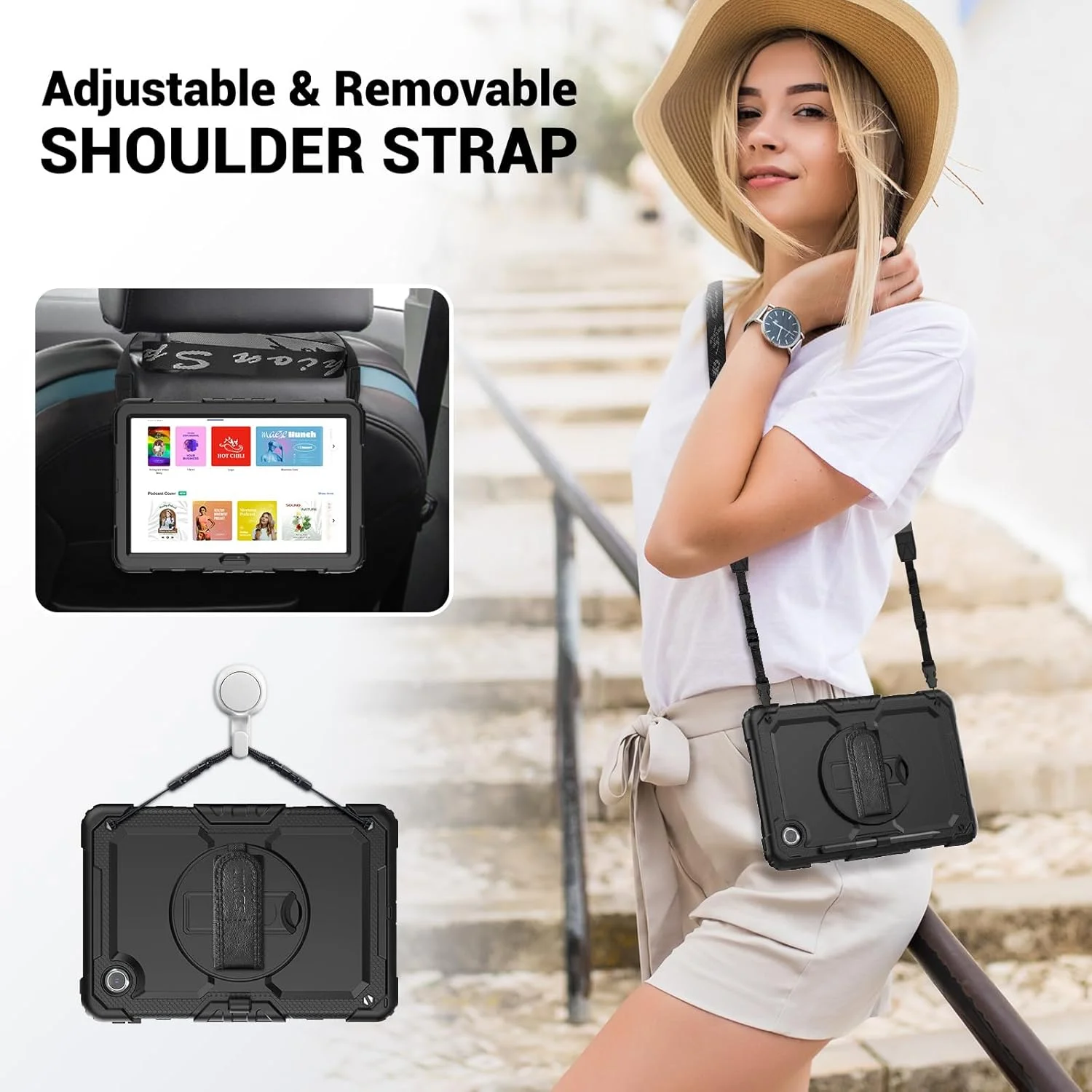 کیف محافظ تبلت SEYMAC مناسب برای Lenovo Tab M11 2024 (TB-330FU/TB-331FC)، کیف ضد ضربه Lenovo Tab M11 با محافظ صفحه نمایش، استند چرخان 360 درجه و بند دستی، بند شانه، جای قلم، مشکی کیف محافظ تبلت SEYMAC مناسب برای Lenovo Tab M11 2024 (TB-330FU/TB-331FC)، کیف ضد ضربه Lenovo Tab M11 با محافظ صفحه نمایش، استند چرخان 360 درجه و بند دستی، بند شانه، جای قلم، مشکی