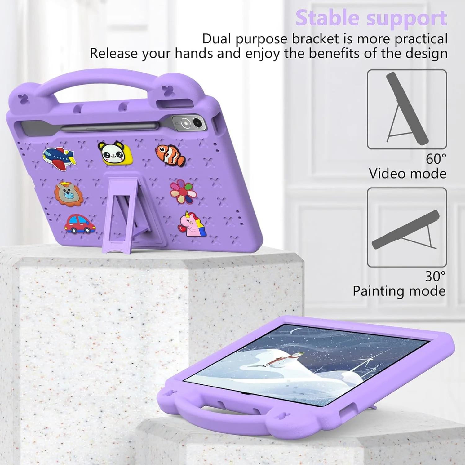 کیف Billionn Kids سازگار با تبلت Lenovo Tab P12 12.7 اینچی 2023، کاور محافظ ضد ضربه EVA با قابلیت DIY همراه با جای قلم/بند شانه/پایه دسته، بنفش کیف Billionn Kids سازگار با تبلت Lenovo Tab P12 12.7 اینچی 2023، کاور محافظ ضد ضربه EVA با قابلیت DIY همراه با جای قلم/بند شانه/پایه دسته، بنفش