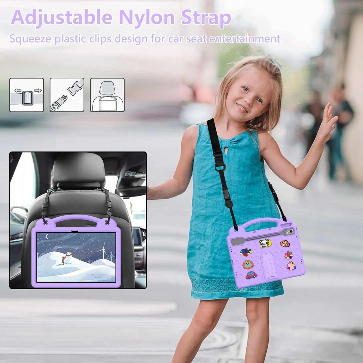 کیف Billionn Kids سازگار با تبلت Lenovo Tab P12 12.7 اینچی 2023، کاور محافظ ضد ضربه EVA با قابلیت DIY همراه با جای قلم/بند شانه/پایه دسته، بنفش کیف Billionn Kids سازگار با تبلت Lenovo Tab P12 12.7 اینچی 2023، کاور محافظ ضد ضربه EVA با قابلیت DIY همراه با جای قلم/بند شانه/پایه دسته، بنفش