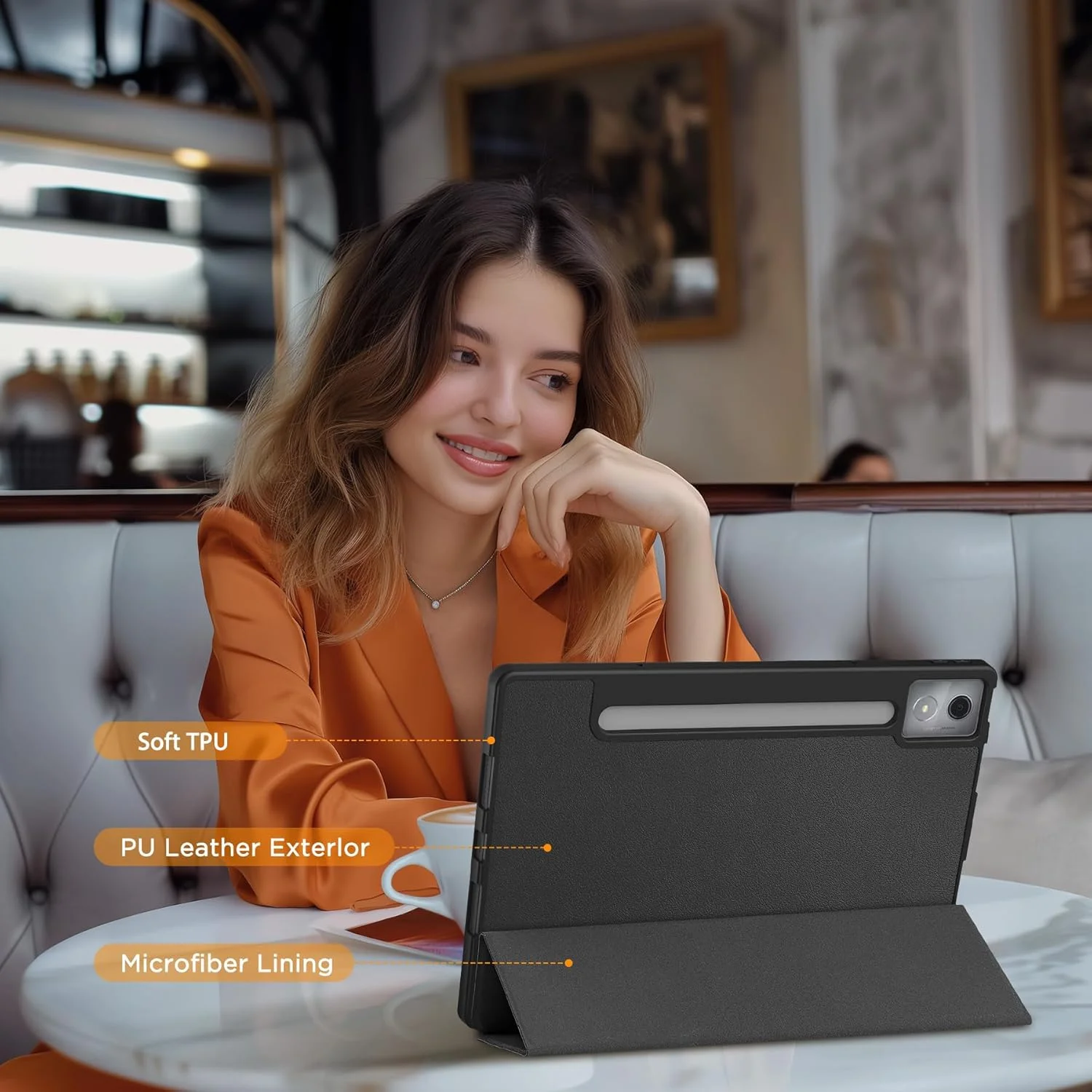 کیف محافظ EasyAcc برای تبلت Lenovo Idea Tab Pro 12.7 اینچ 2025 به همراه جای قلم (TB-373FU TB-375FC)، کیف محافظ باریک با استند، چرم PU، مشکی کیف محافظ EasyAcc برای تبلت Lenovo Idea Tab Pro 12.7 اینچ 2025 به همراه جای قلم (TB-373FU TB-375FC)، کیف محافظ باریک با استند، چرم PU، مشکی