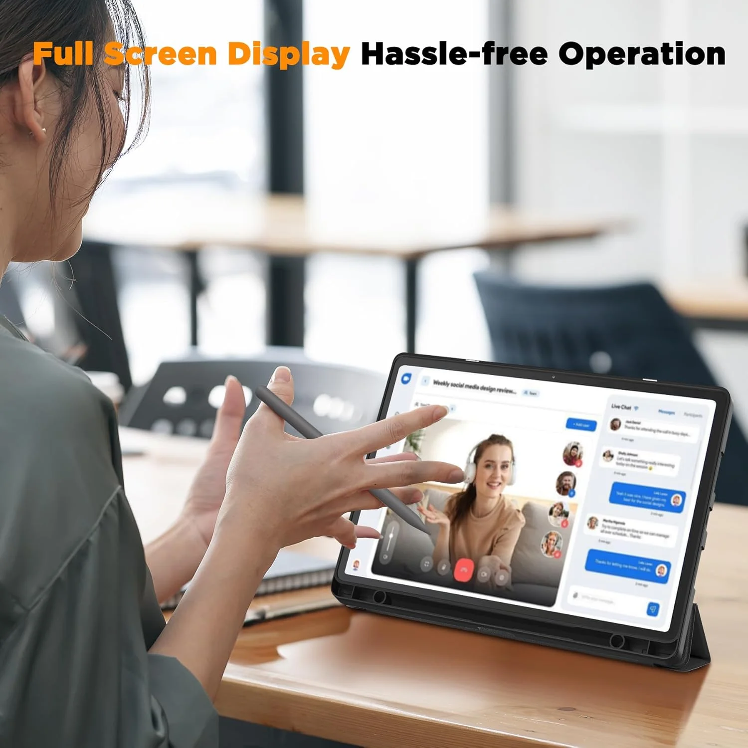 کیف محافظ EasyAcc برای تبلت Lenovo Idea Tab Pro 12.7 اینچ 2025 به همراه جای قلم (TB-373FU TB-375FC)، کیف محافظ باریک با استند، چرم PU، مشکی کیف محافظ EasyAcc برای تبلت Lenovo Idea Tab Pro 12.7 اینچ 2025 به همراه جای قلم (TB-373FU TB-375FC)، کیف محافظ باریک با استند، چرم PU، مشکی
