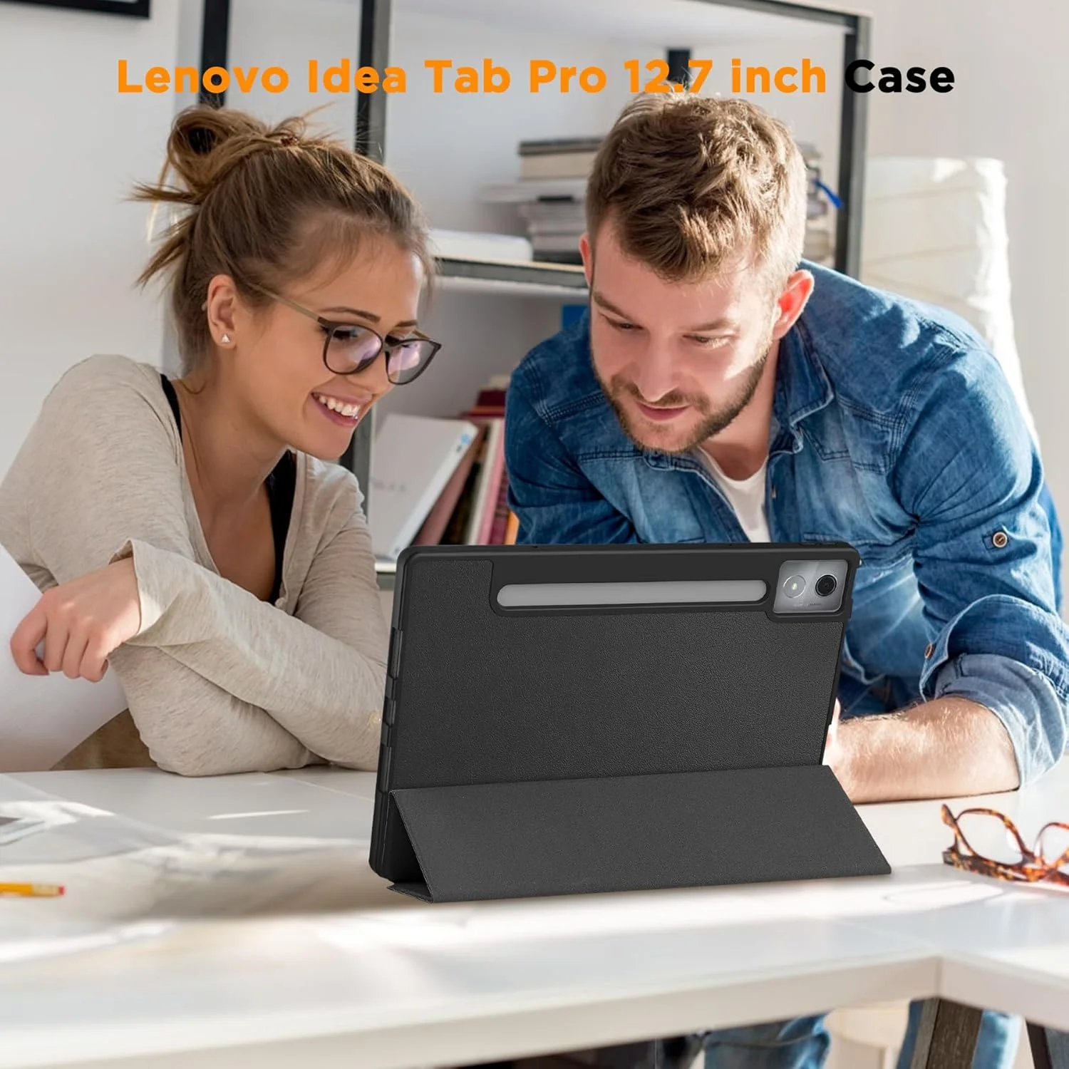 کیف محافظ EasyAcc برای تبلت Lenovo Idea Tab Pro 12.7 اینچ 2025 به همراه جای قلم (TB-373FU TB-375FC)، کیف محافظ باریک با استند، چرم PU، مشکی کیف محافظ EasyAcc برای تبلت Lenovo Idea Tab Pro 12.7 اینچ 2025 به همراه جای قلم (TB-373FU TB-375FC)، کیف محافظ باریک با استند، چرم PU، مشکی